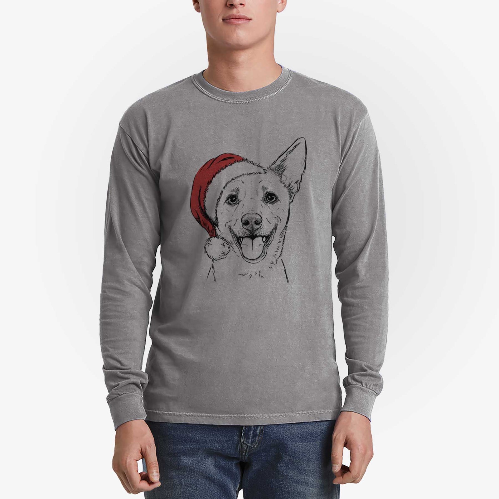 Santa Dinghy the Mixed Breed - Heavyweight 100% Cotton Long Sleeve