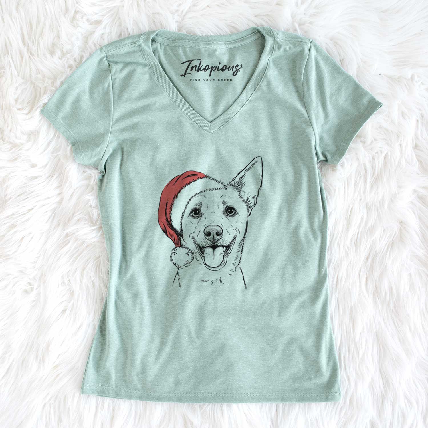 Santa Dinghy the Mixed Breed - Women's V-neck Shirt