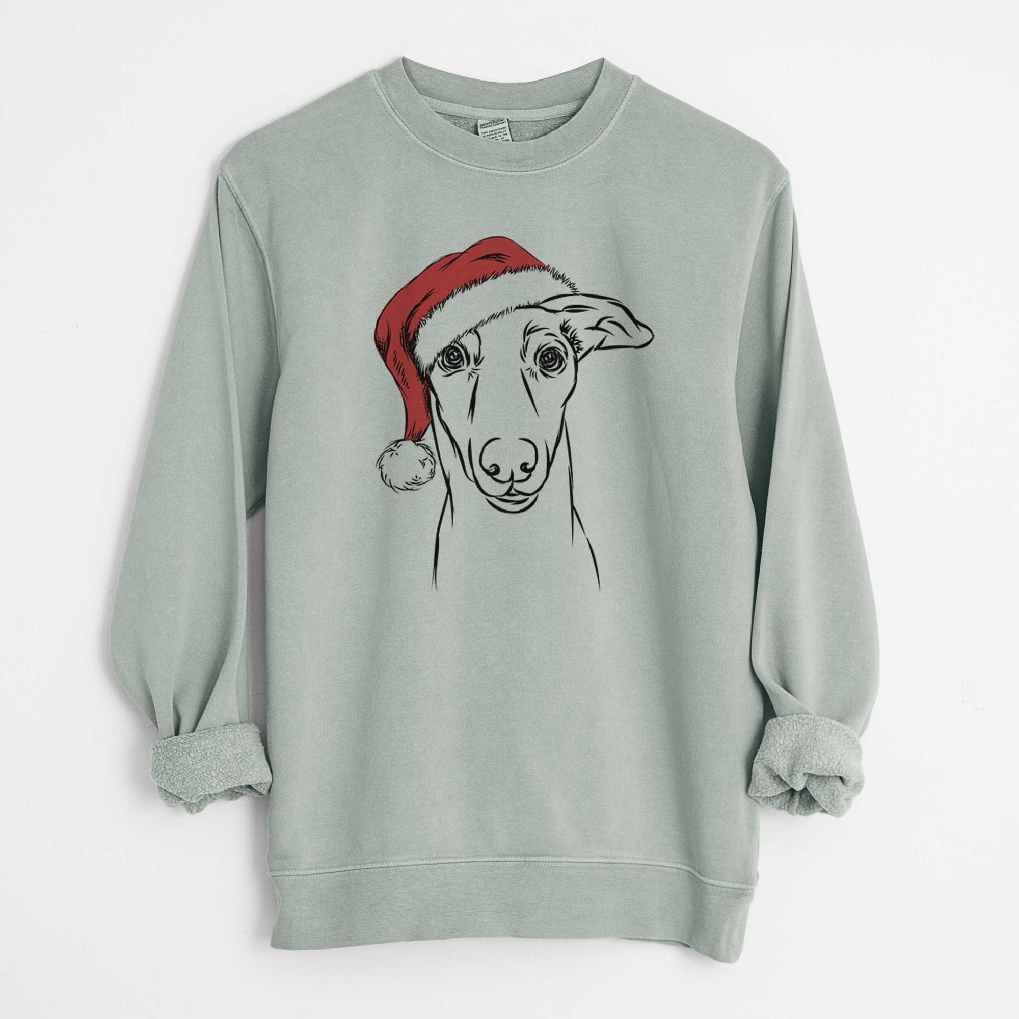 Santa Diva the Greyhound - Unisex Pigment Dyed Crew Sweatshirt