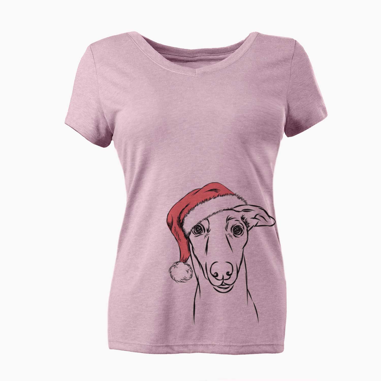 Santa Diva the Greyhound - Women's V-neck Shirt