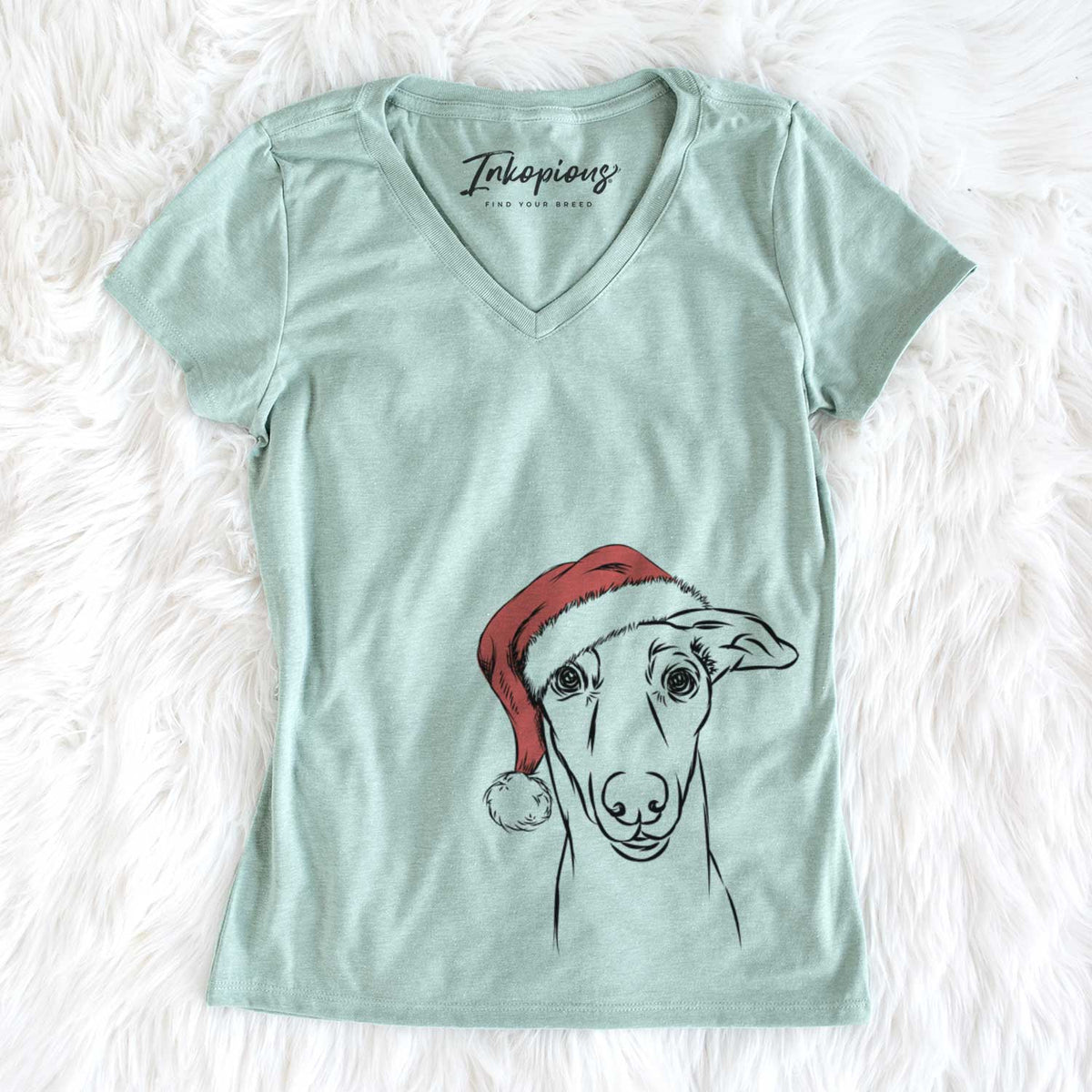 Santa Diva the Greyhound - Women&#39;s V-neck Shirt