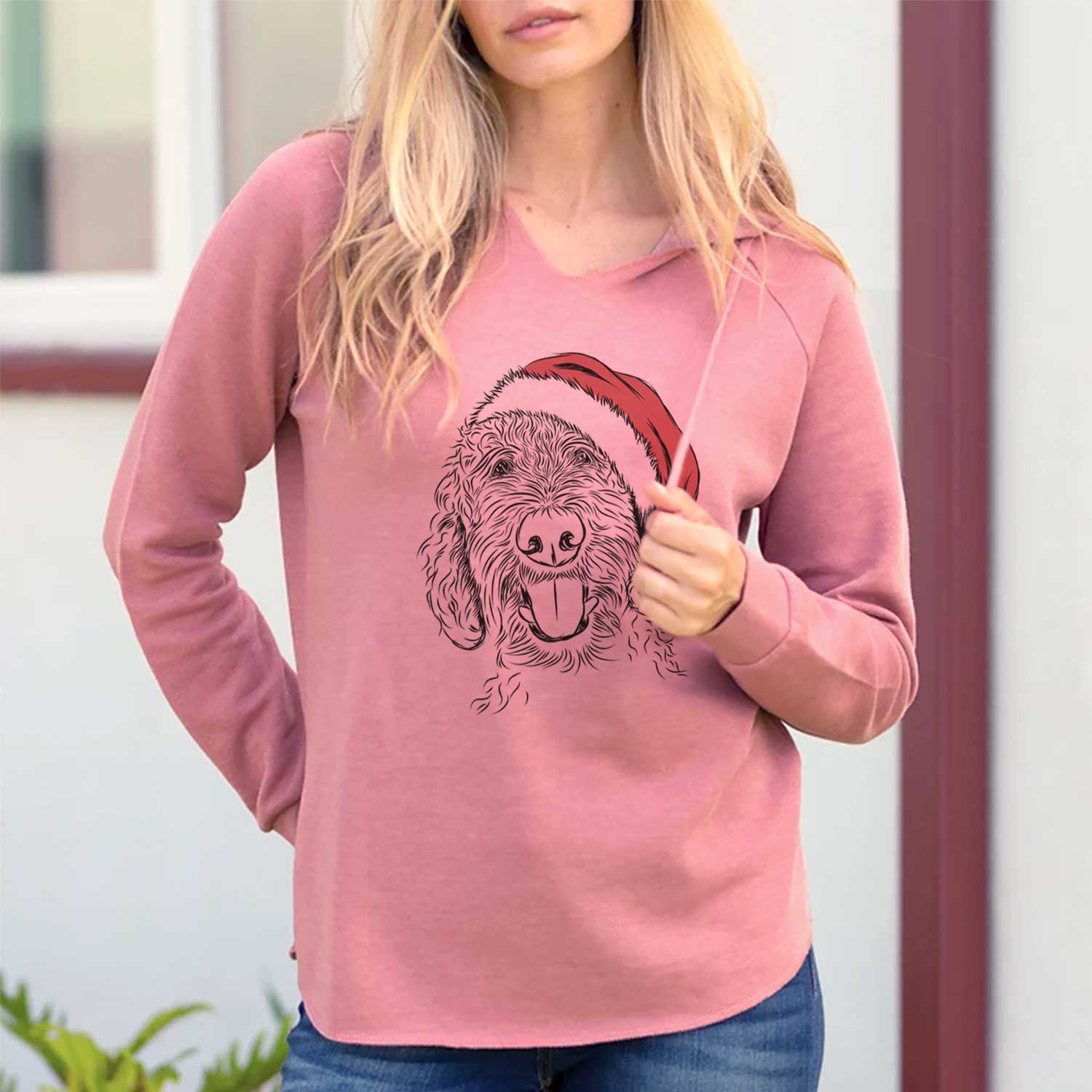 Santa Dixie the Doodle - Cali Wave Hooded Sweatshirt