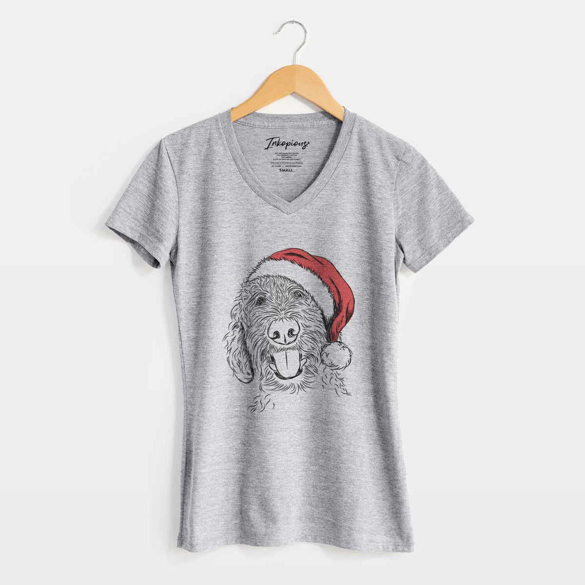 Santa Dixie the Doodle - Women's V-neck Shirt
