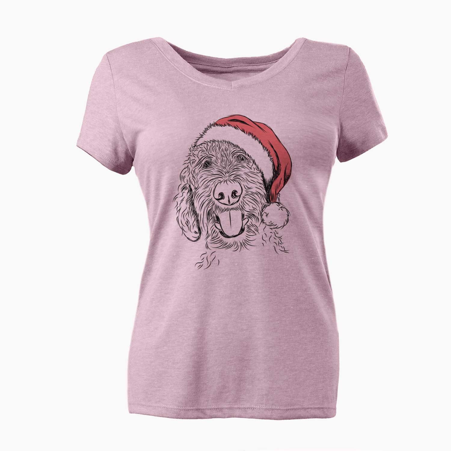 Santa Dixie the Doodle - Women's V-neck Shirt