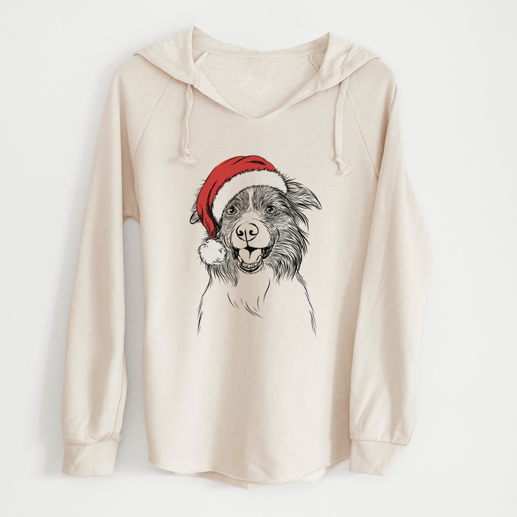 Santa Dizzy the Border Collie - Cali Wave Hooded Sweatshirt