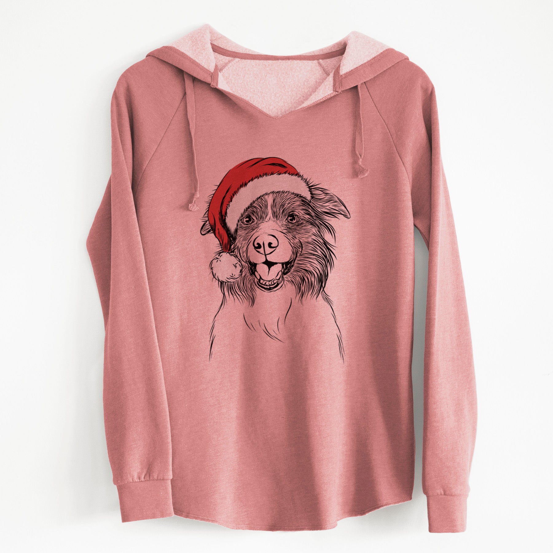 Santa Dizzy the Border Collie - Cali Wave Hooded Sweatshirt