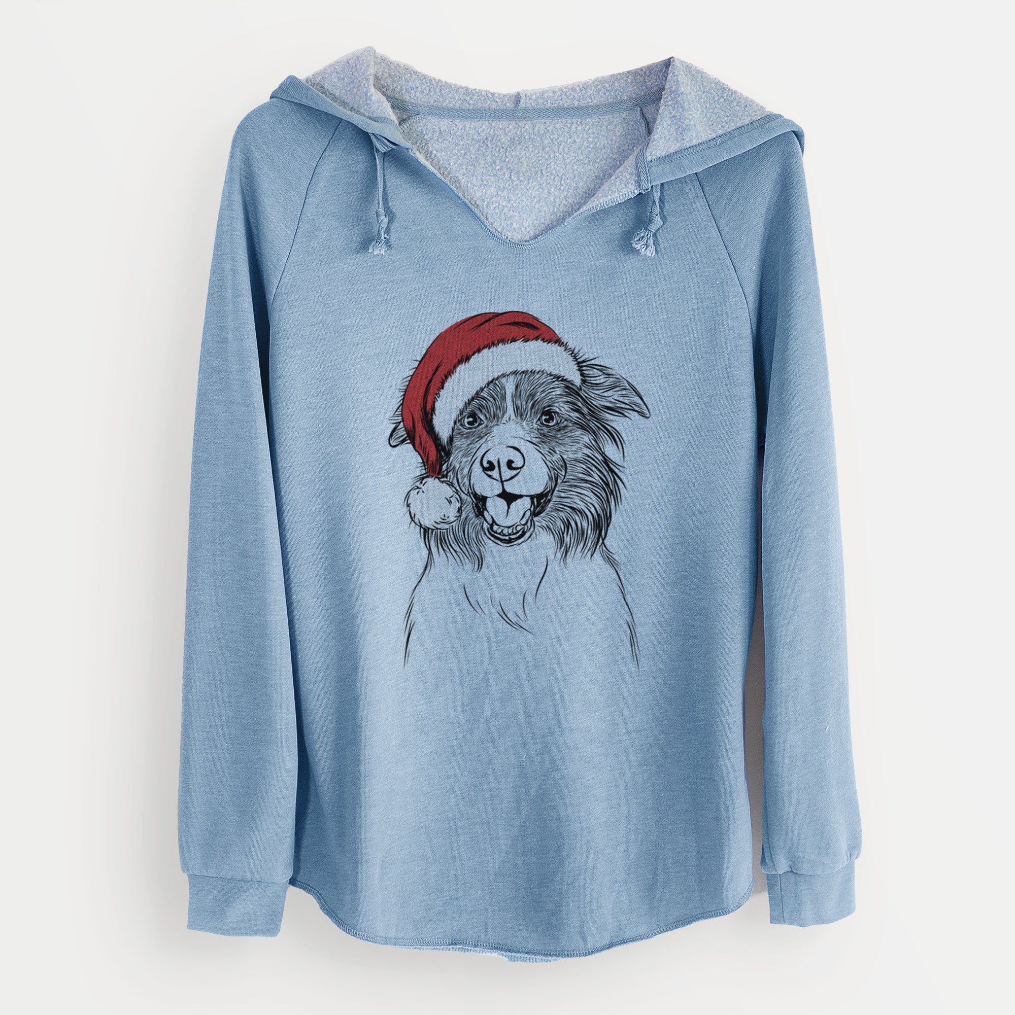 Santa Dizzy the Border Collie - Cali Wave Hooded Sweatshirt