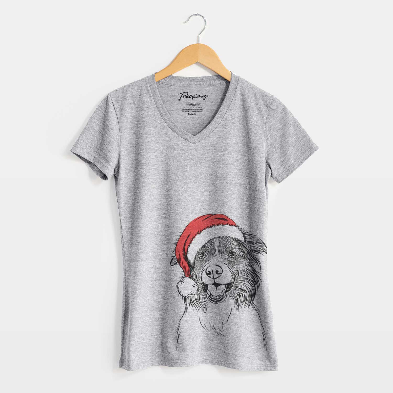 Santa Dizzy the Border Collie - Women's V-neck Shirt