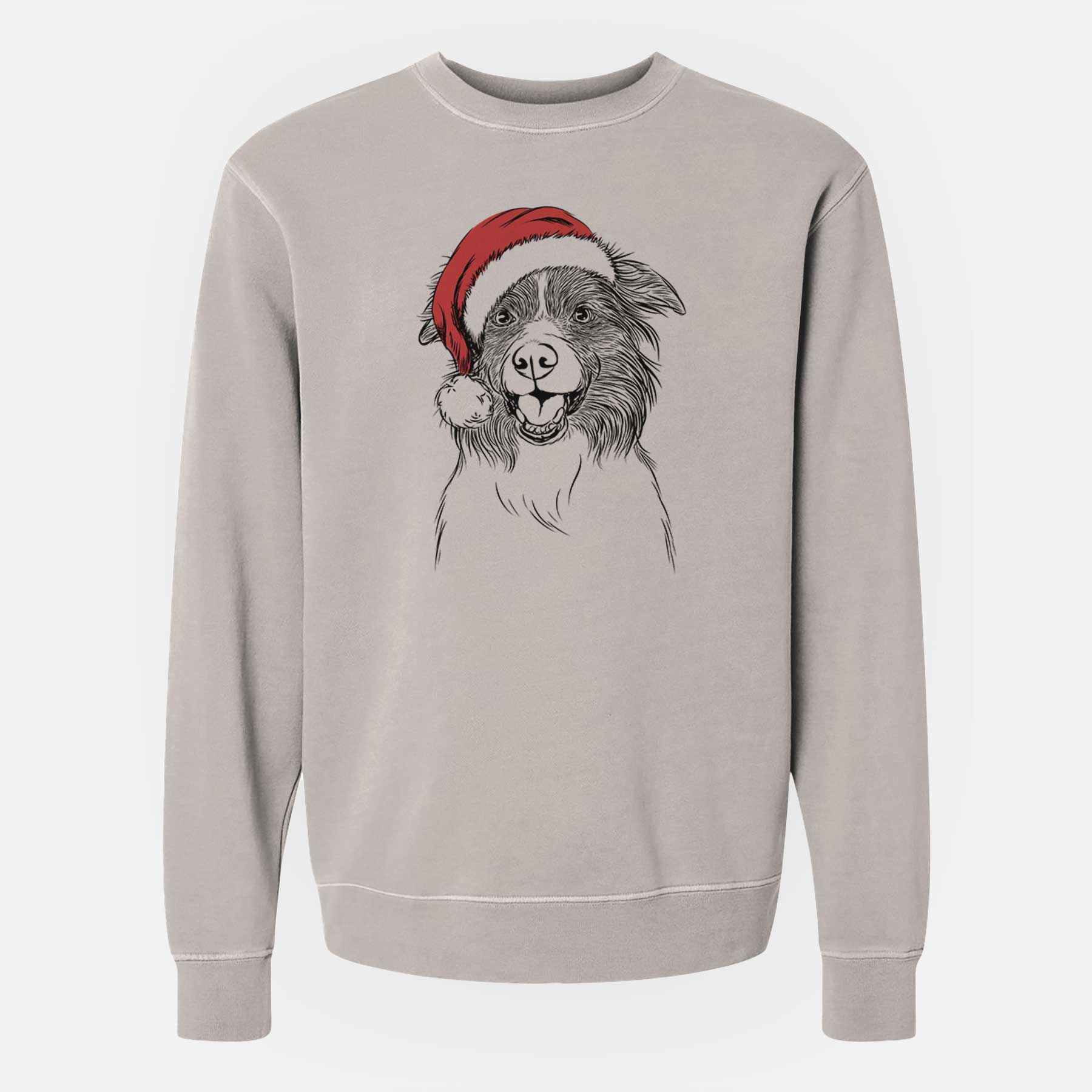 Santa Dizzy the Border Collie - Unisex Pigment Dyed Crew Sweatshirt