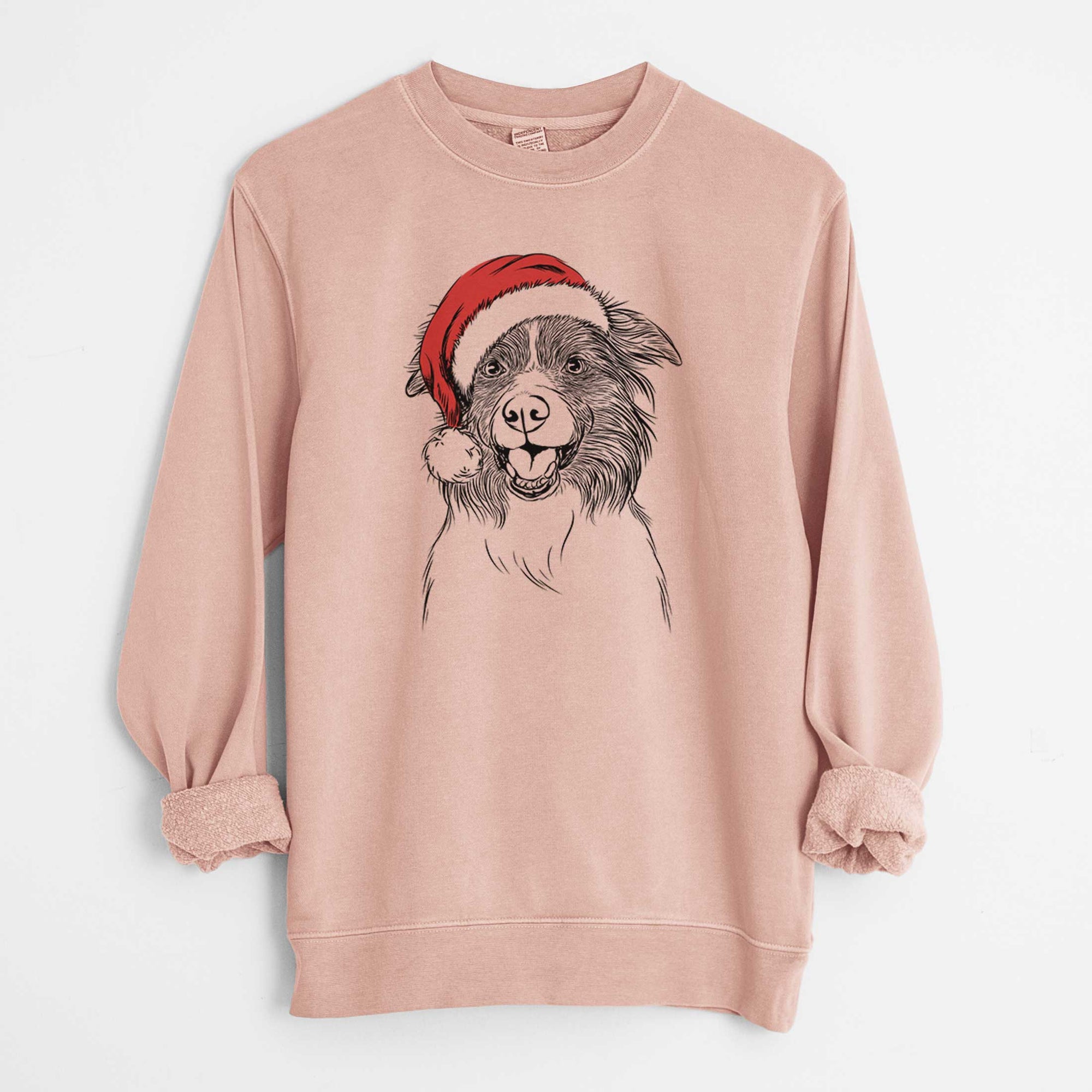 Santa Dizzy the Border Collie - Unisex Pigment Dyed Crew Sweatshirt