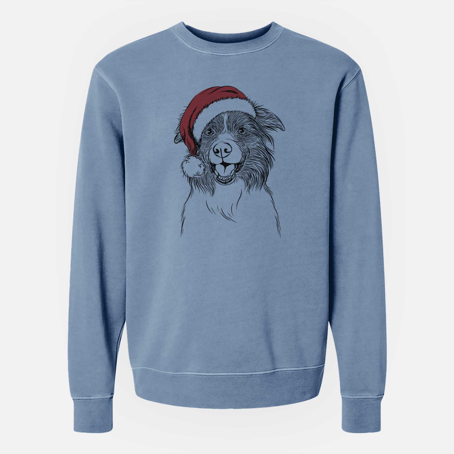 Santa Dizzy the Border Collie - Unisex Pigment Dyed Crew Sweatshirt