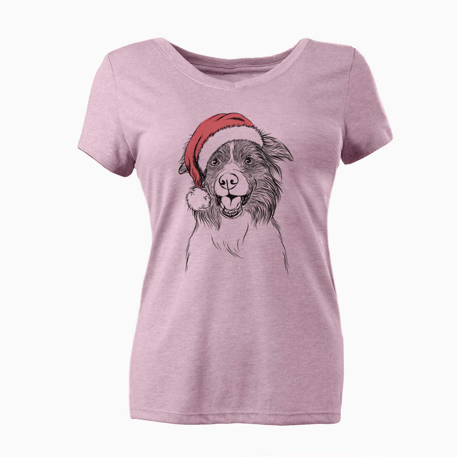 Santa Dizzy the Border Collie - Women's V-neck Shirt