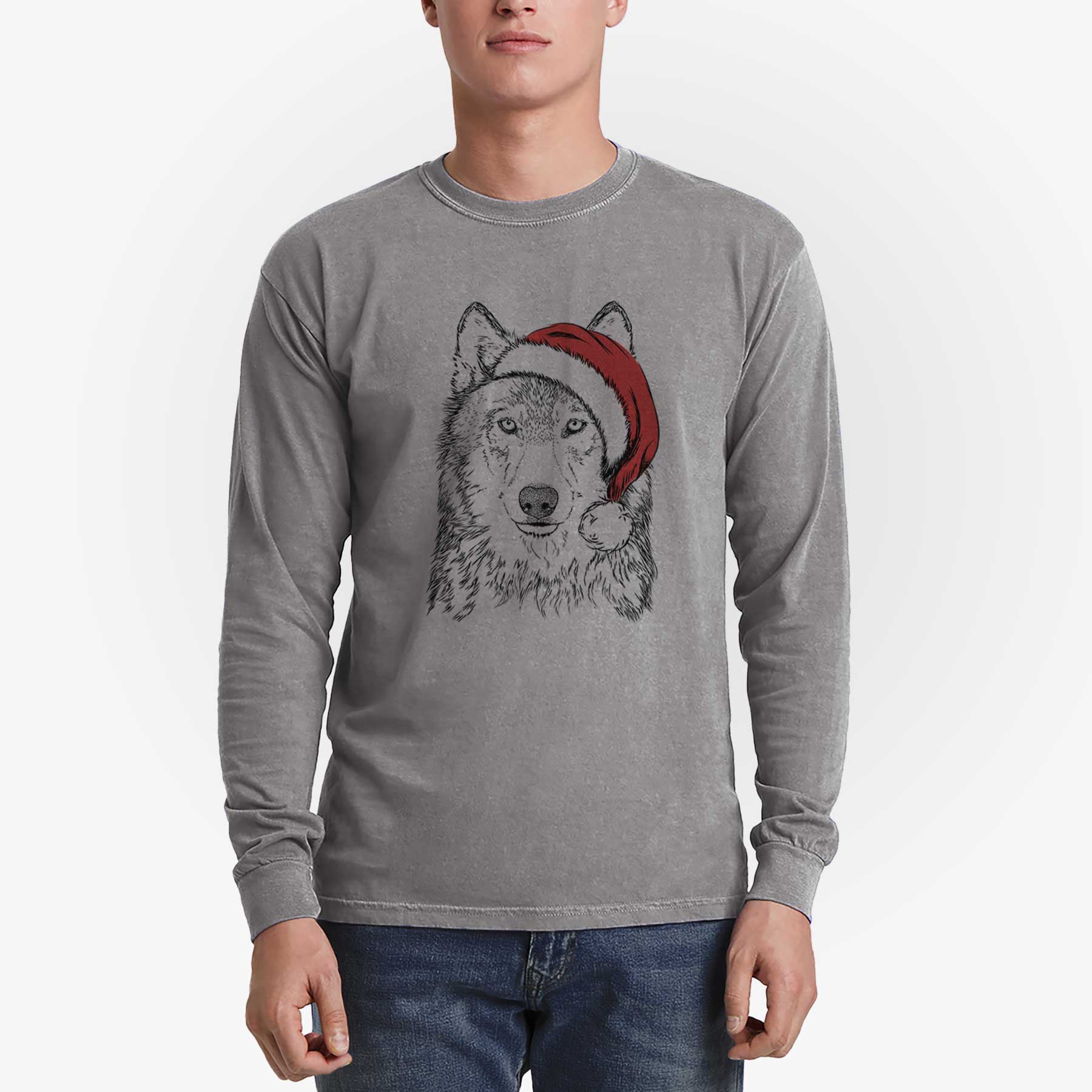 Santa Django the Grey Wolf - Heavyweight 100% Cotton Long Sleeve