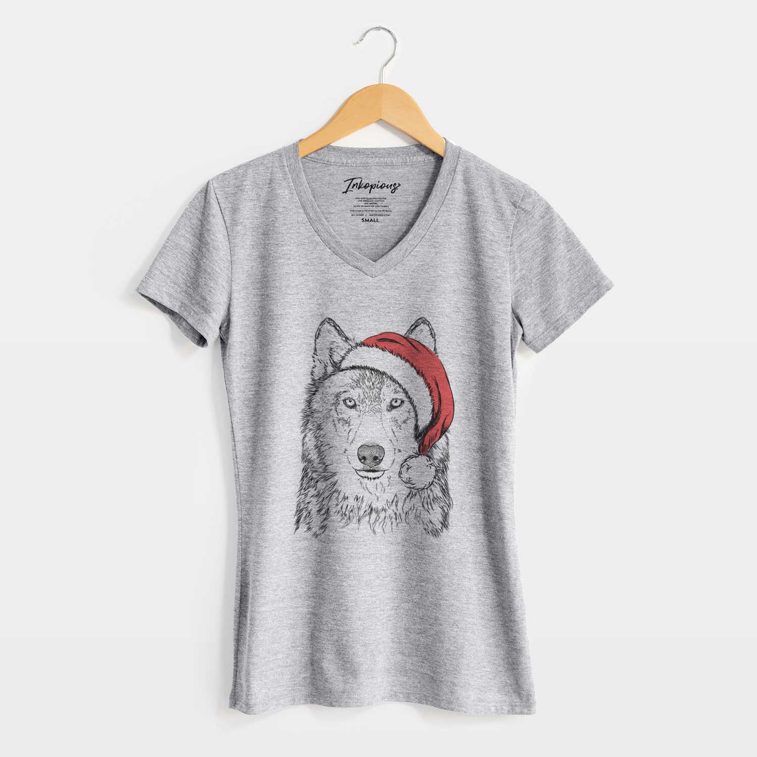 Santa Django the Grey Wolf - Women's V-neck Shirt