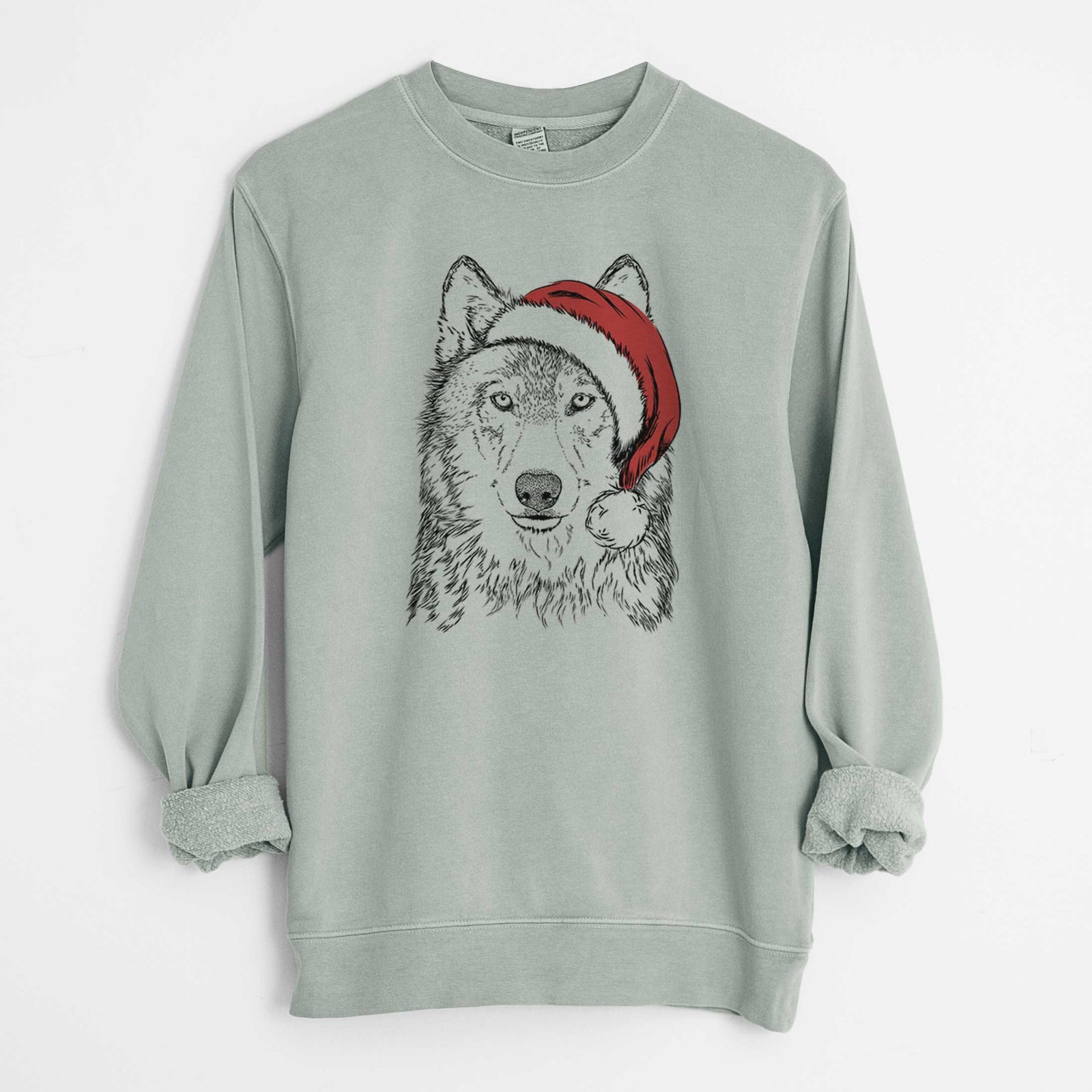 Santa Django the Grey Wolf - Unisex Pigment Dyed Crew Sweatshirt