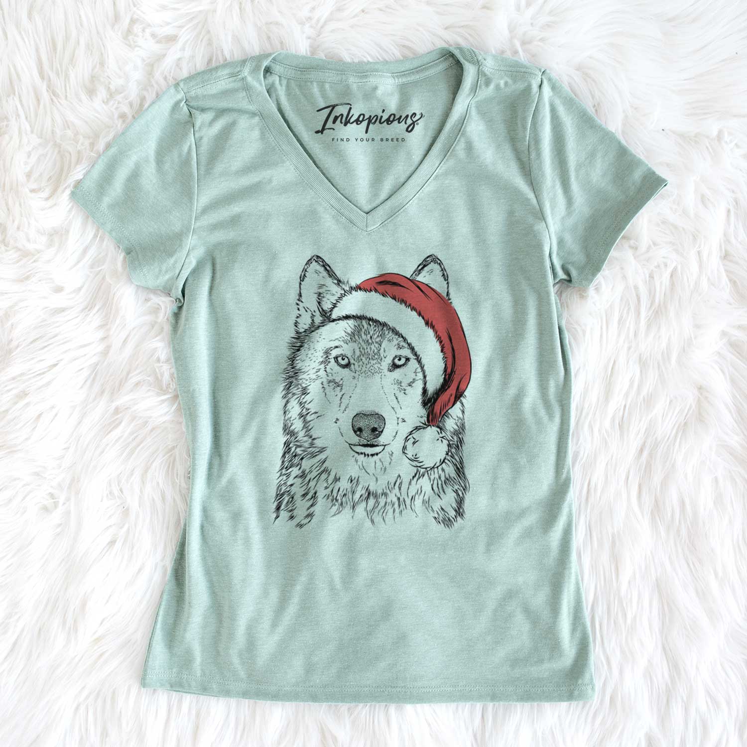 Santa Django the Grey Wolf - Women's V-neck Shirt
