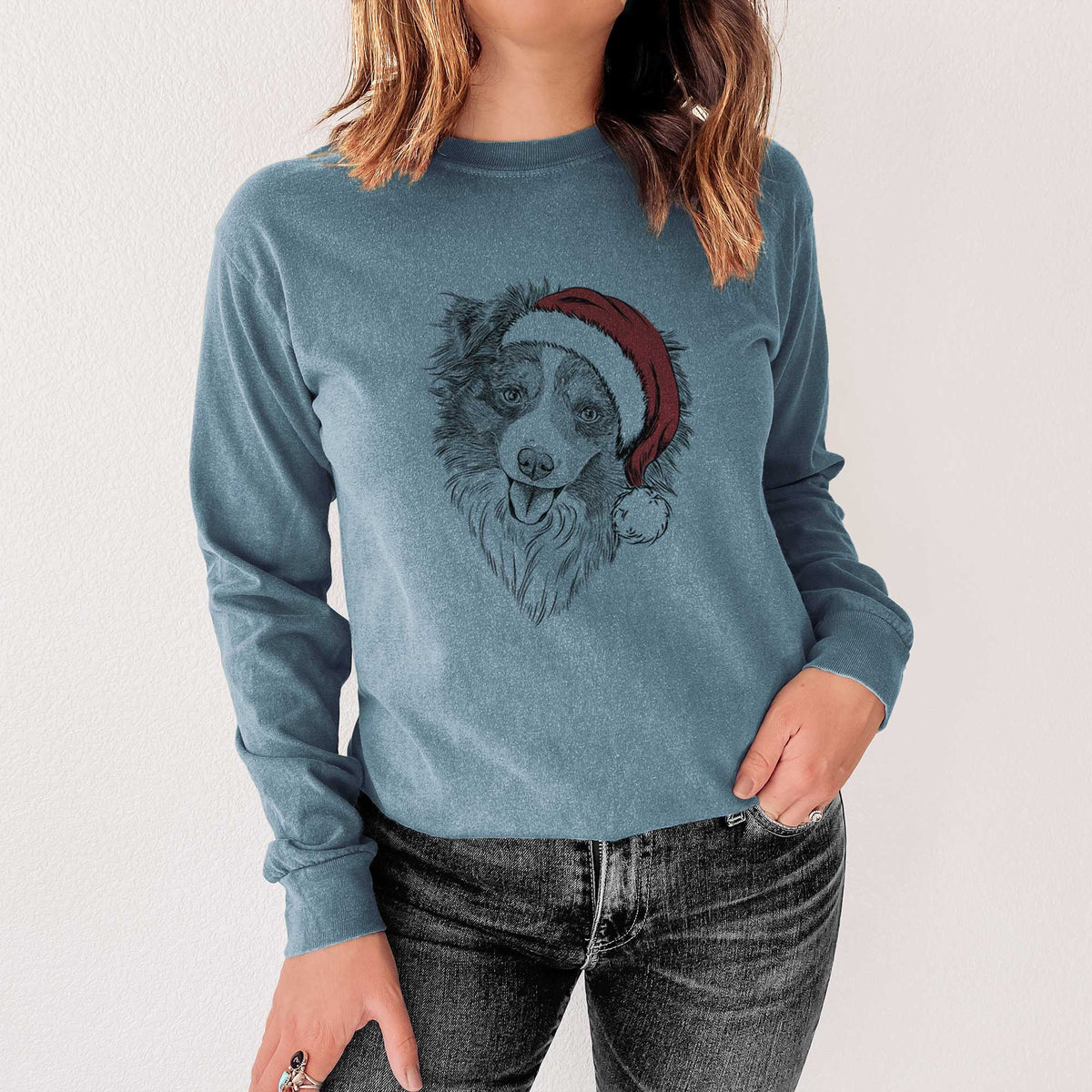 Santa Doc the Mini Aussie - Heavyweight 100% Cotton Long Sleeve