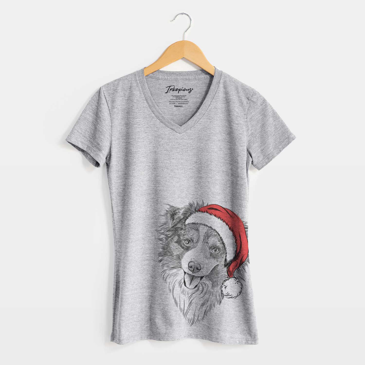Santa Doc the Mini Aussie - Women's V-neck Shirt