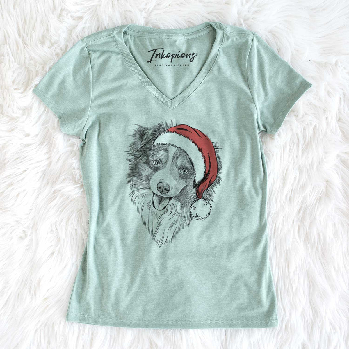 Santa Doc the Mini Aussie - Women's V-neck Shirt