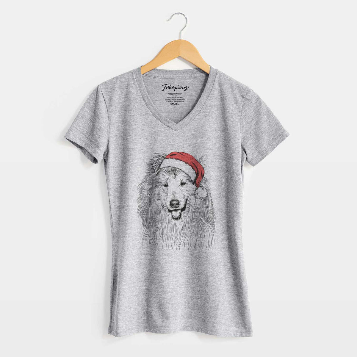 Santa Donnan the Rough Collie - Women's V-neck Shirt