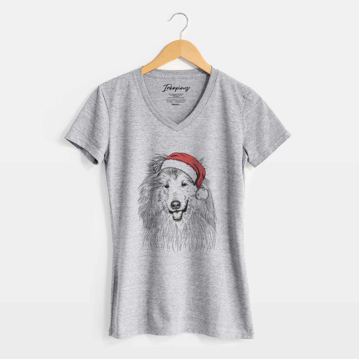 Santa Donnan the Rough Collie - Women's V-neck Shirt