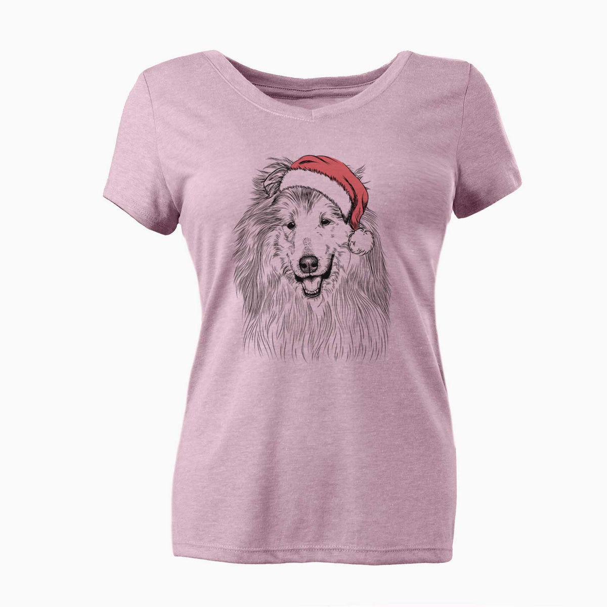 Santa Donnan the Rough Collie - Women's V-neck Shirt