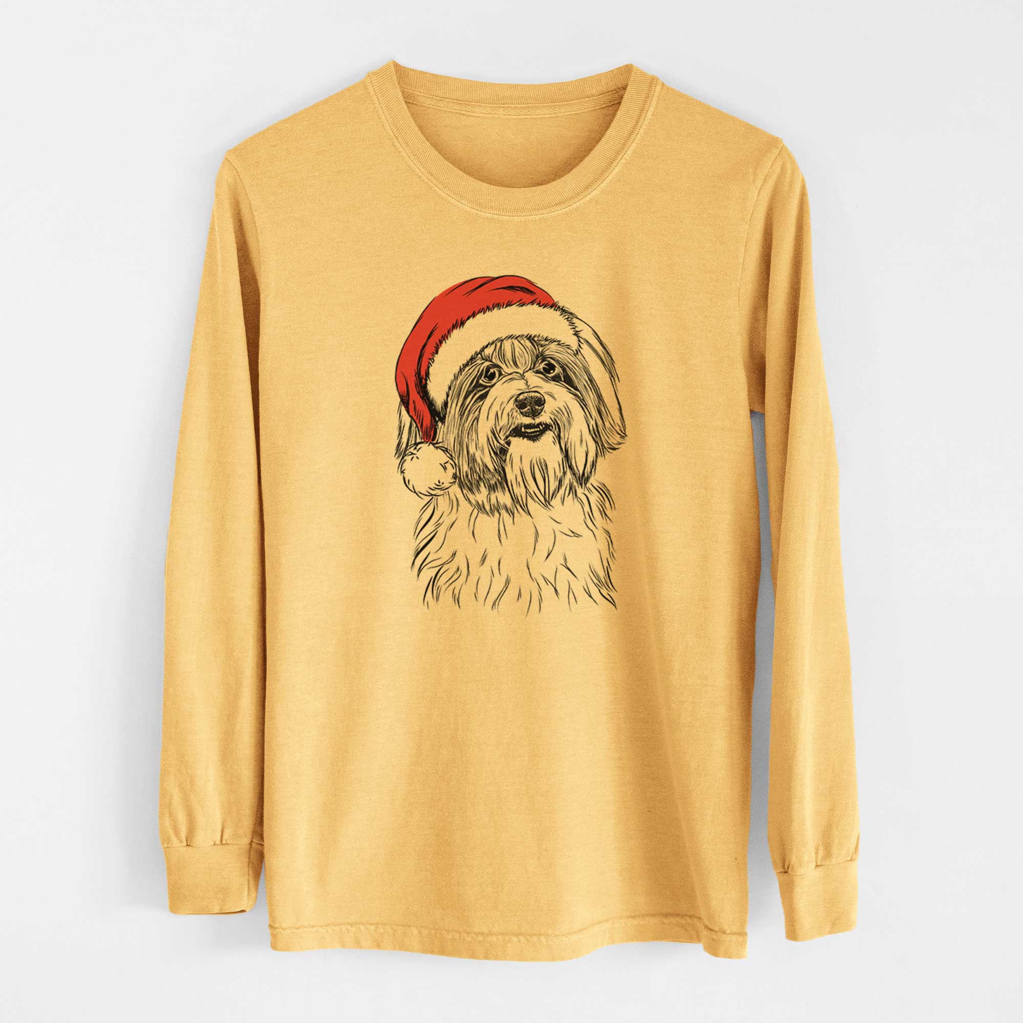 Santa Dooley the Havanese - Heavyweight 100% Cotton Long Sleeve