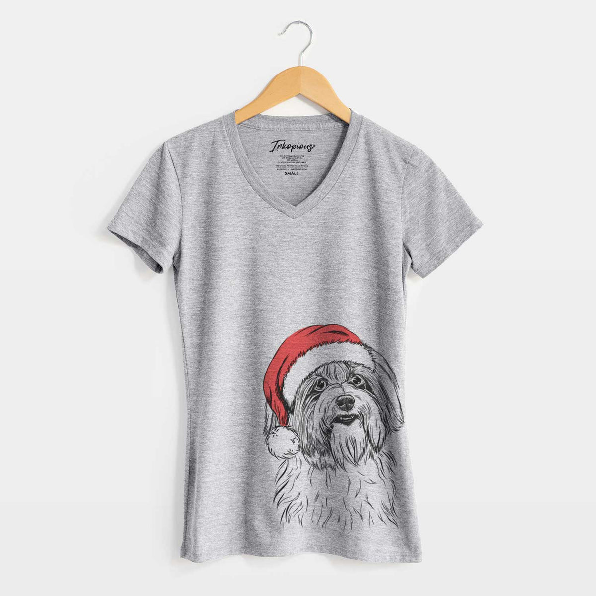Santa Dooley the Havanese - Women's V-neck Shirt