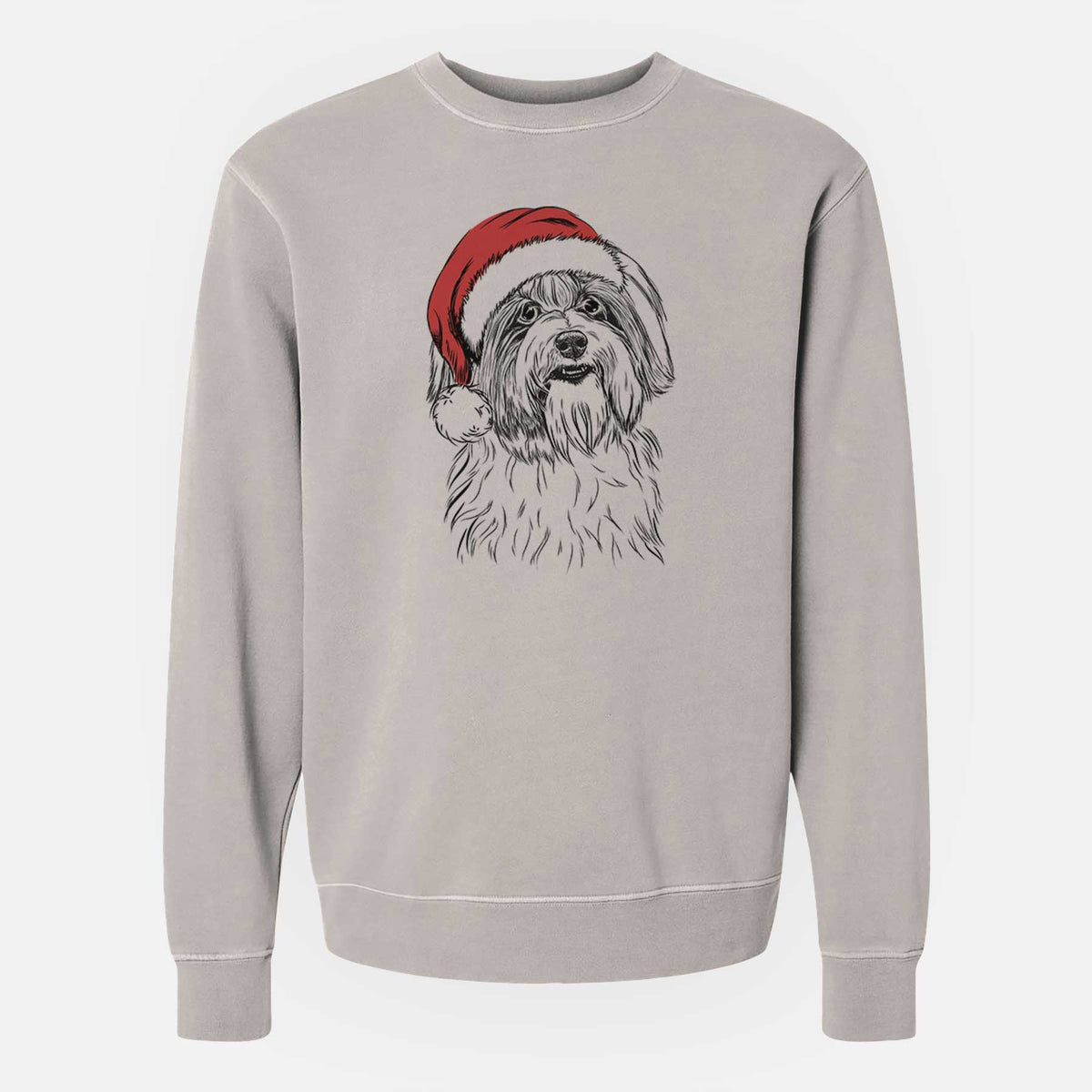 Santa Dooley the Havanese - Unisex Pigment Dyed Crew Sweatshirt
