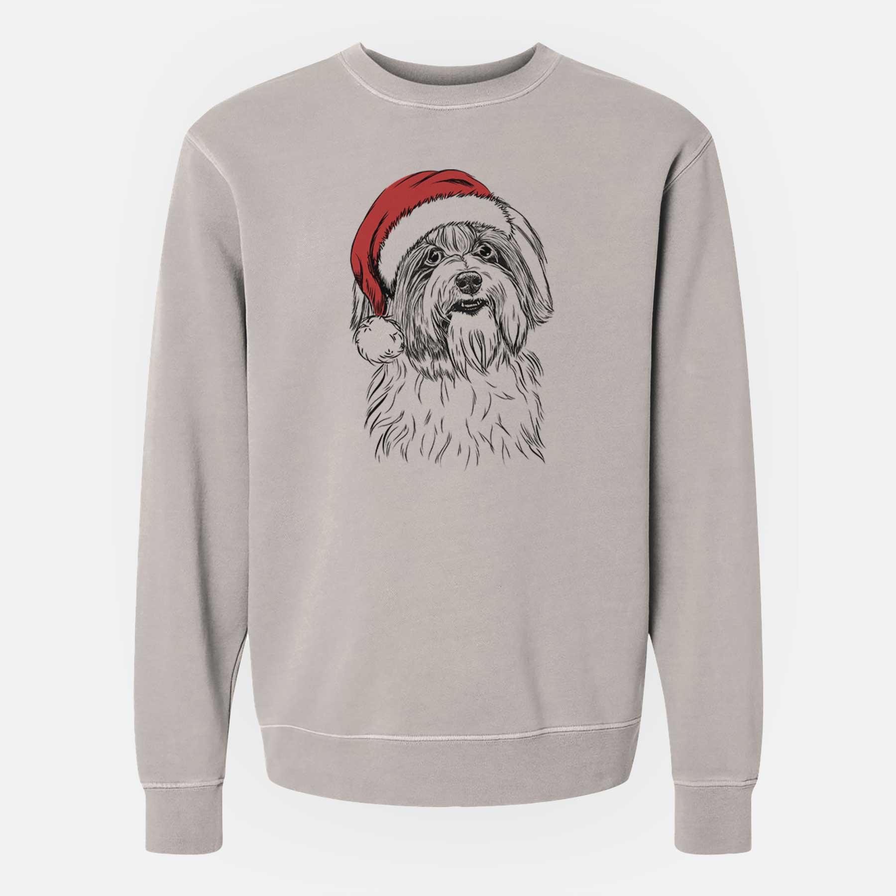 Santa Dooley the Havanese - Unisex Pigment Dyed Crew Sweatshirt