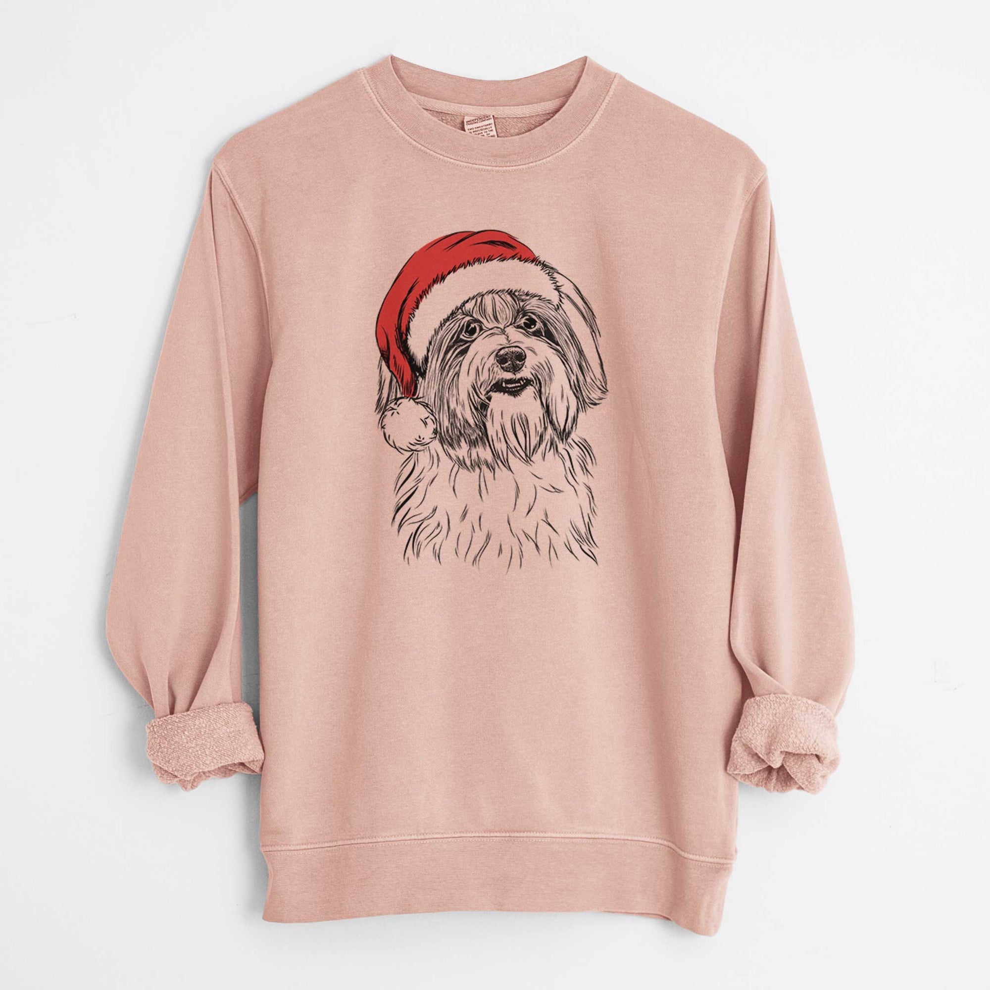 Santa Dooley the Havanese - Unisex Pigment Dyed Crew Sweatshirt