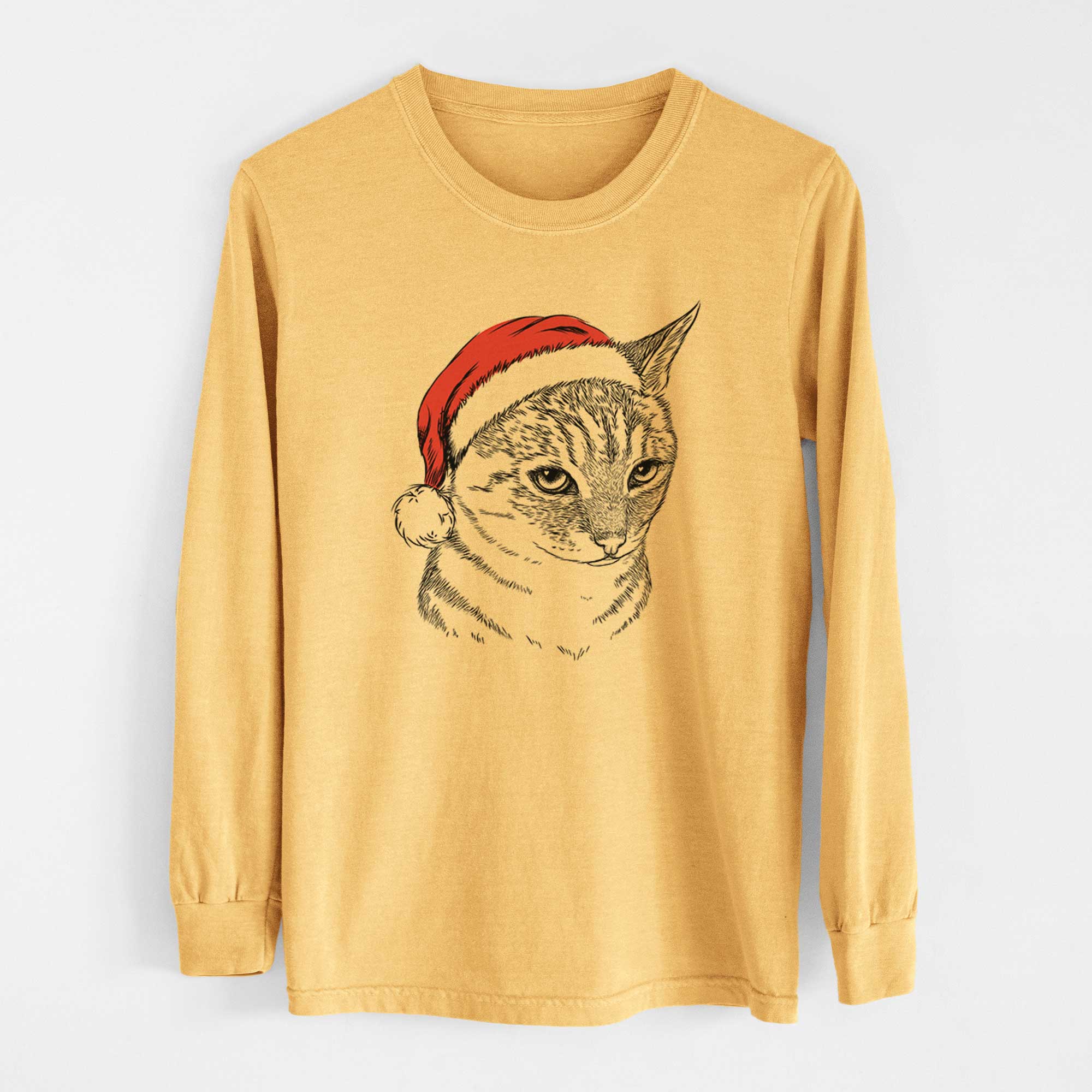 Santa Dora the Tabby Cat - Heavyweight 100% Cotton Long Sleeve