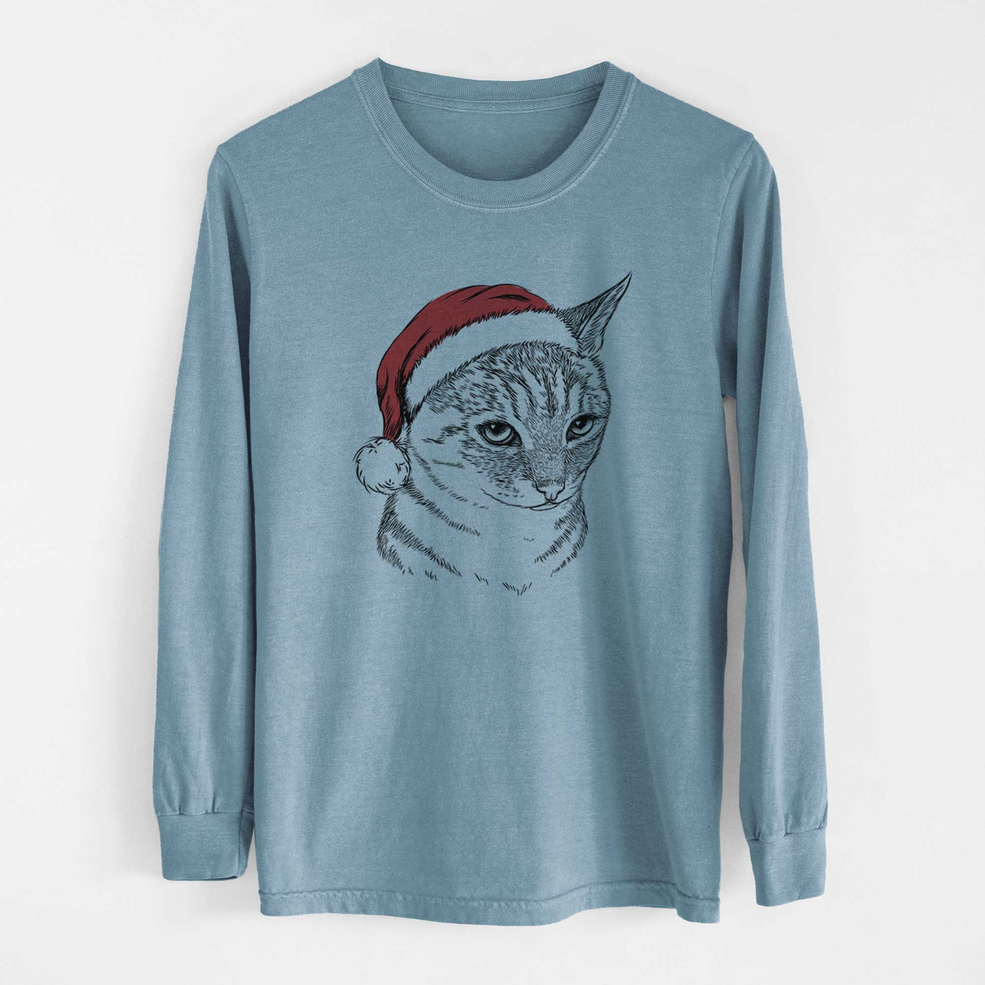 Santa Dora the Tabby Cat - Heavyweight 100% Cotton Long Sleeve