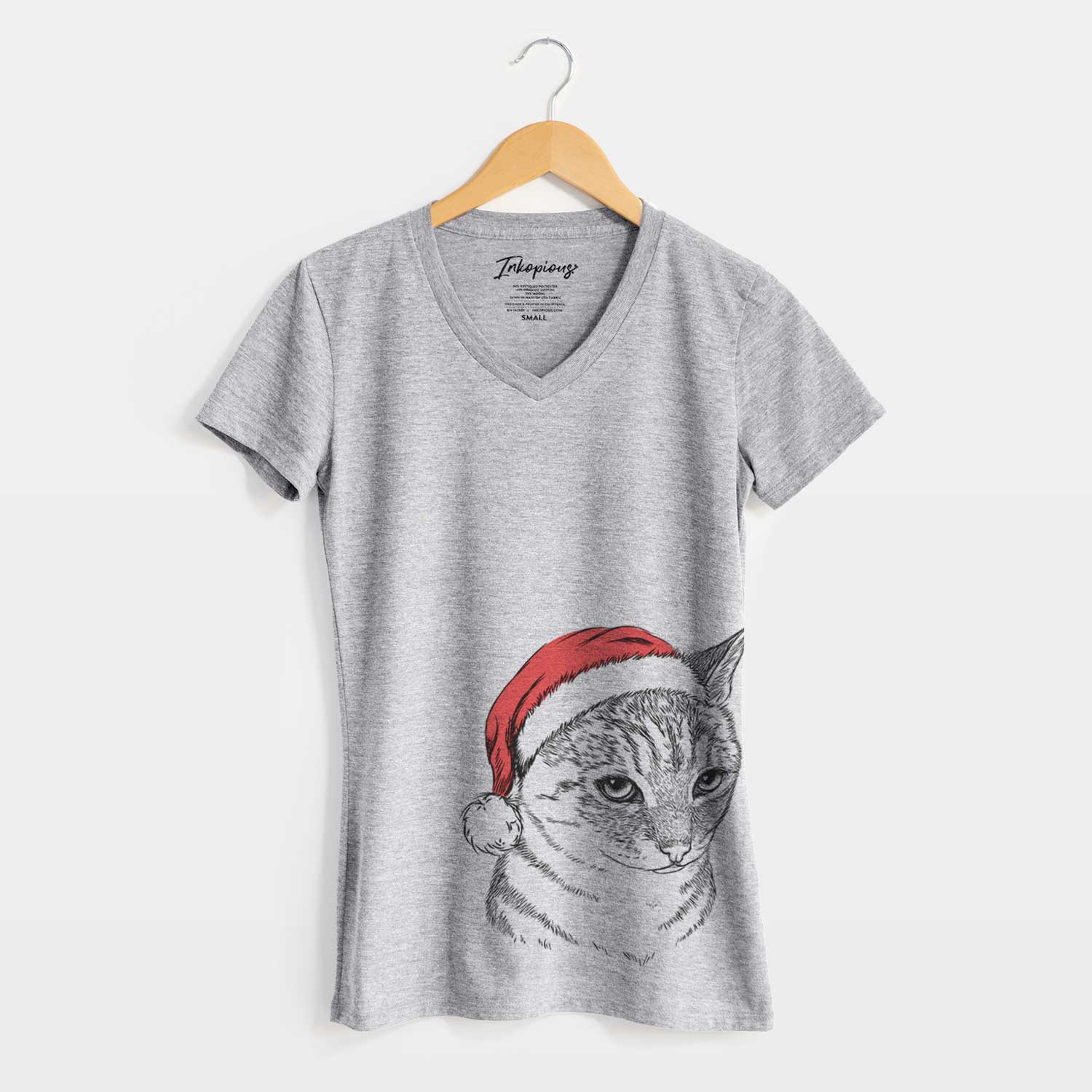 Santa Dora the Tabby Cat - Women's V-neck Shirt