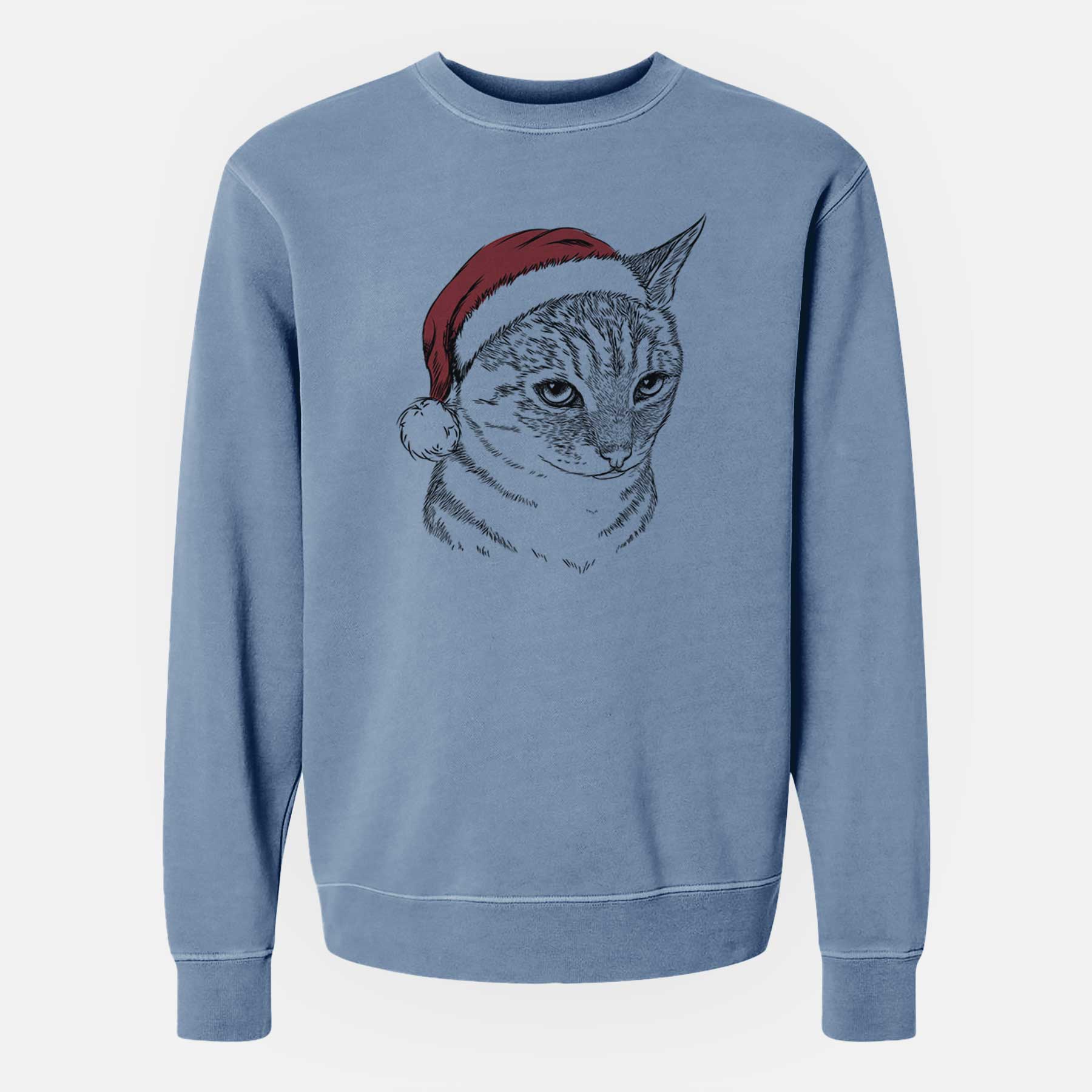 Santa Dora the Tabby Cat - Unisex Pigment Dyed Crew Sweatshirt