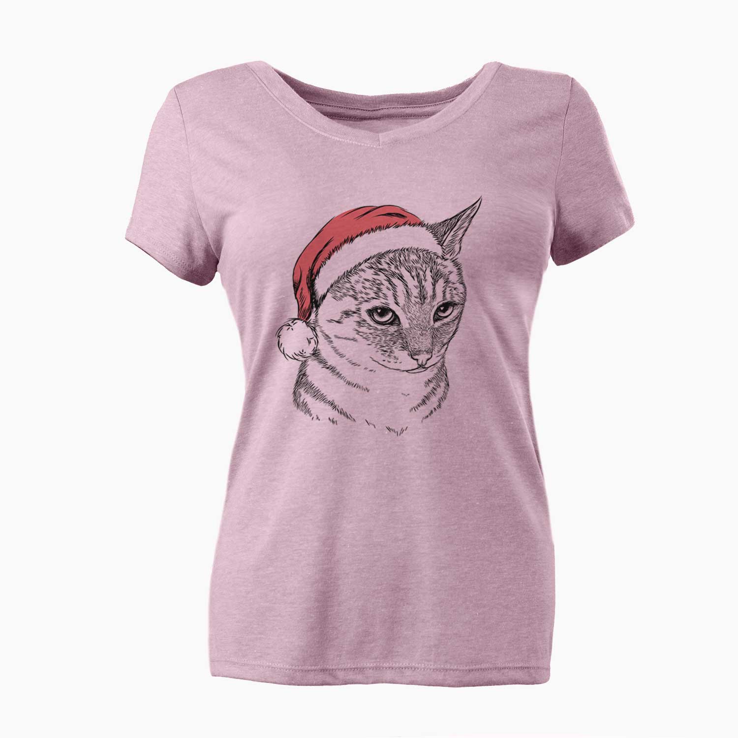 Santa Dora the Tabby Cat - Women's V-neck Shirt