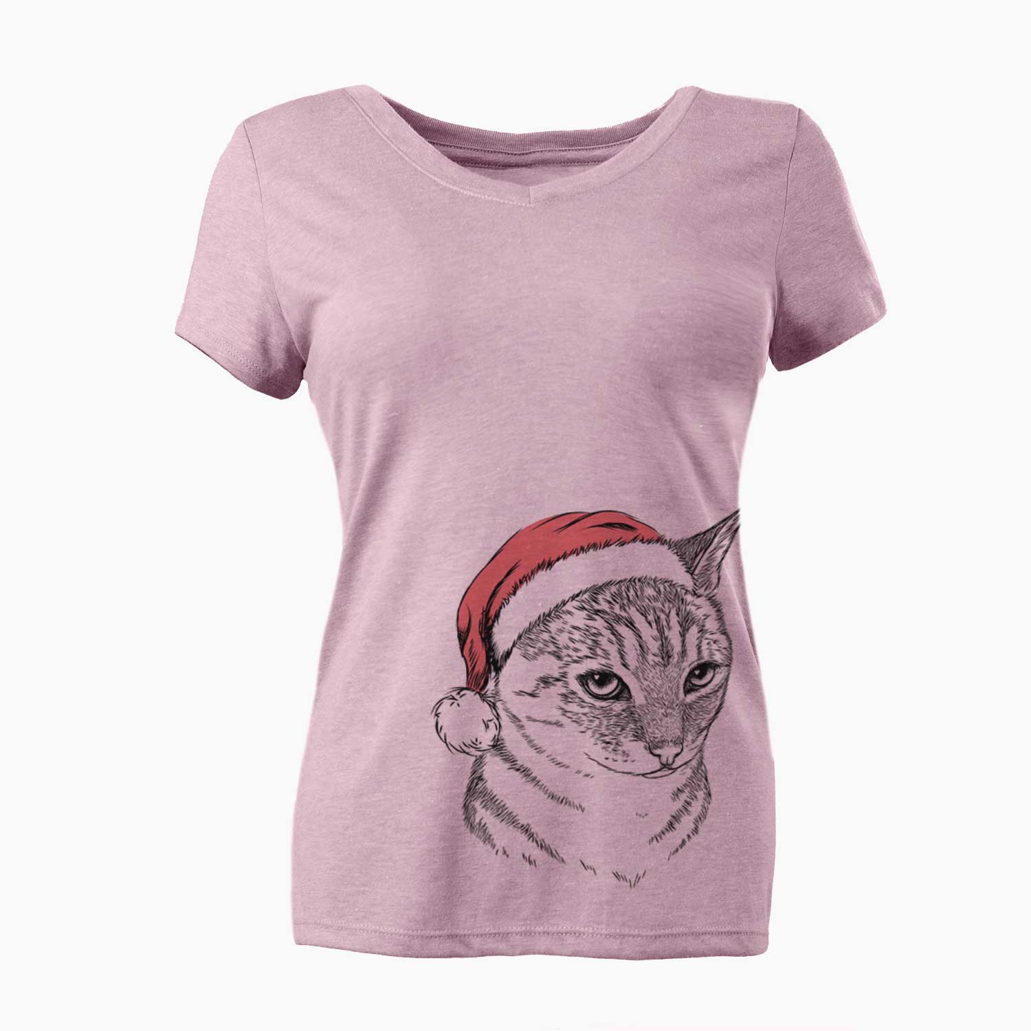 Santa Dora the Tabby Cat - Women's V-neck Shirt