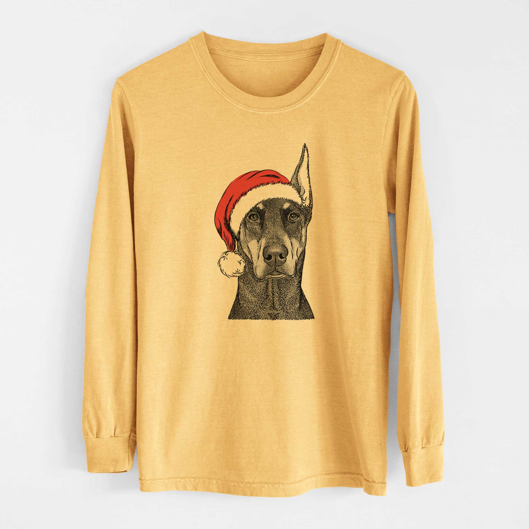 Santa Drake the Doberman Pinscher - Heavyweight 100% Cotton Long Sleeve