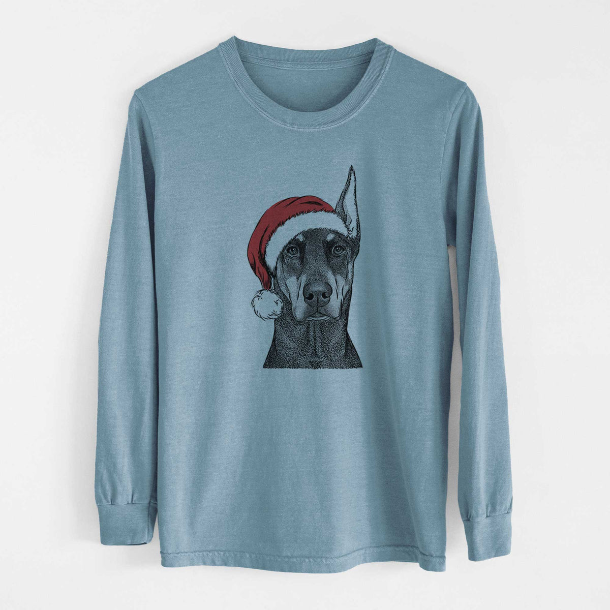 Santa Drake the Doberman Pinscher - Heavyweight 100% Cotton Long Sleeve