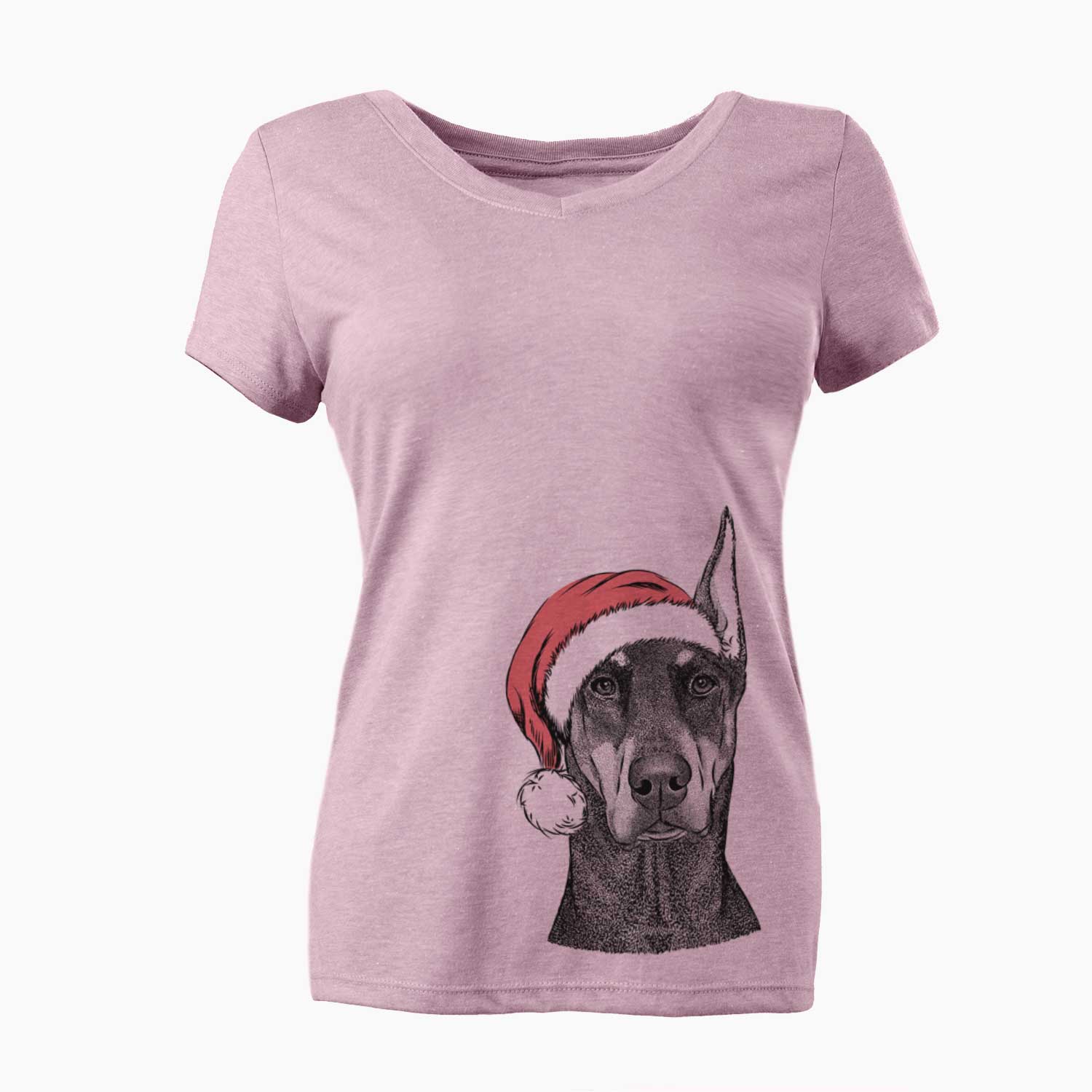 Santa Drake the Doberman Pinscher - Women's V-neck Shirt