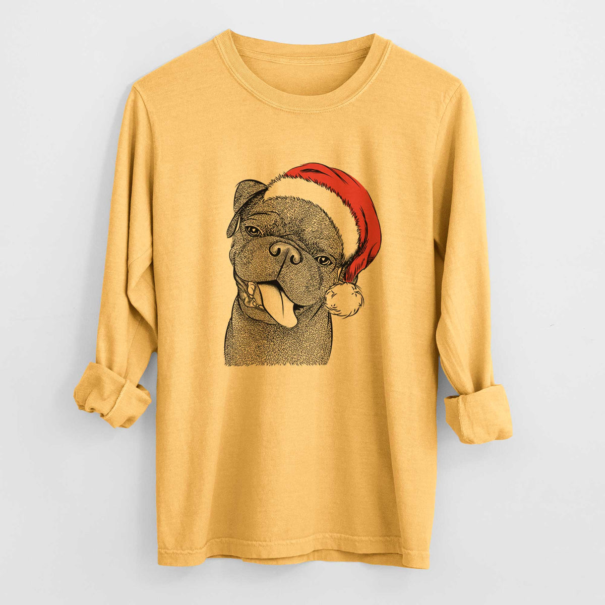Santa Dudley Danger the Pug - Heavyweight 100% Cotton Long Sleeve
