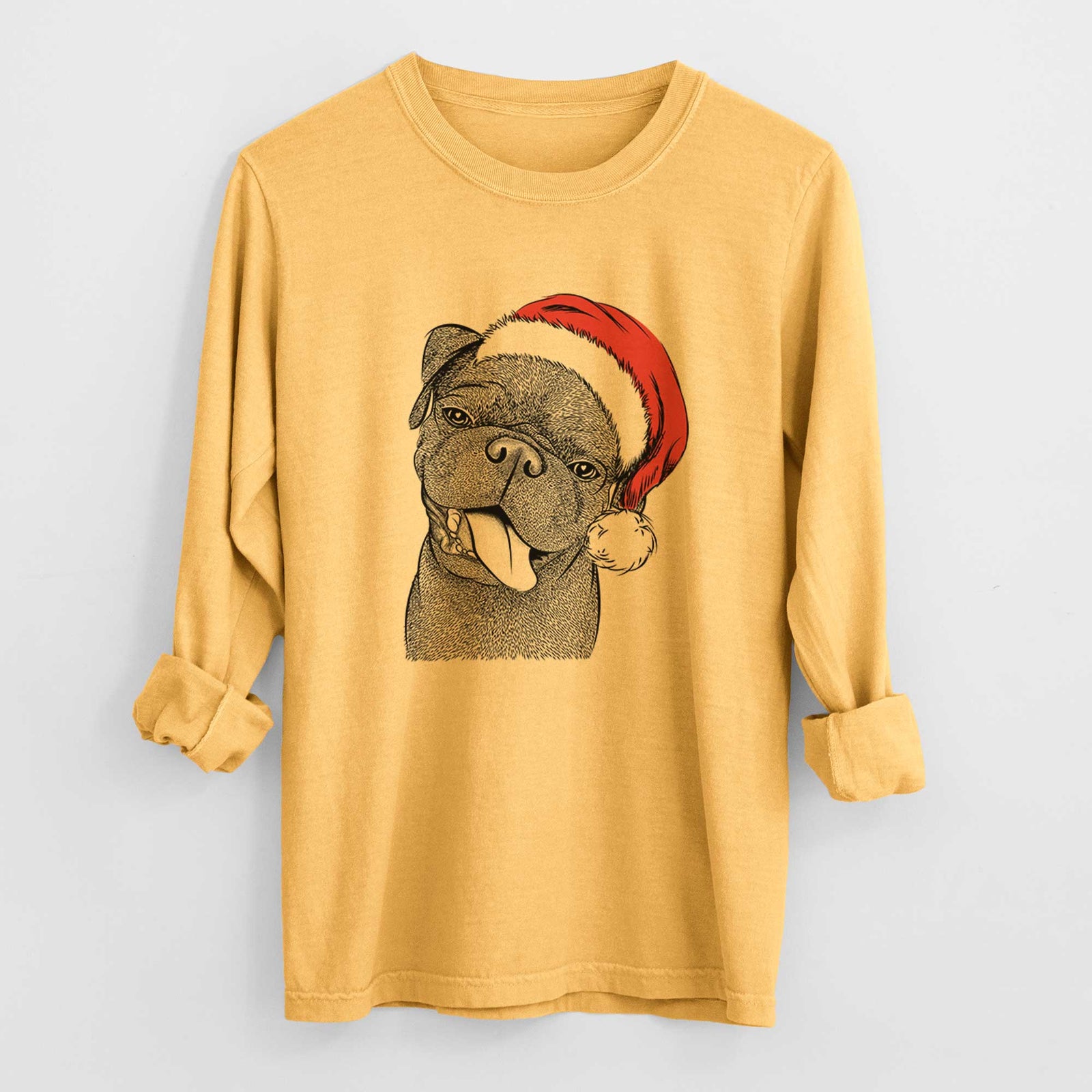 Santa Dudley Danger the Pug - Heavyweight 100% Cotton Long Sleeve