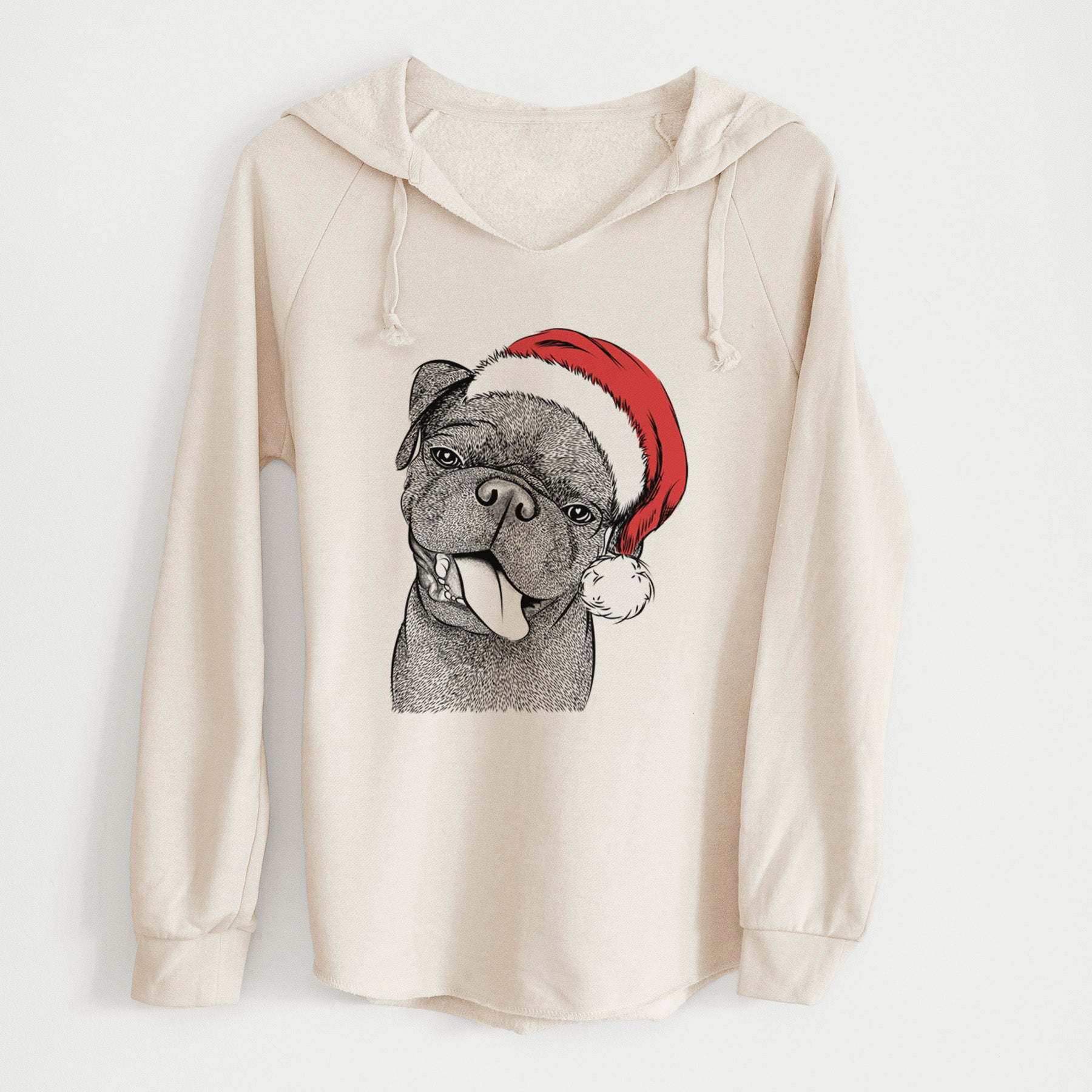 Santa Dudley Danger the Pug - Cali Wave Hooded Sweatshirt