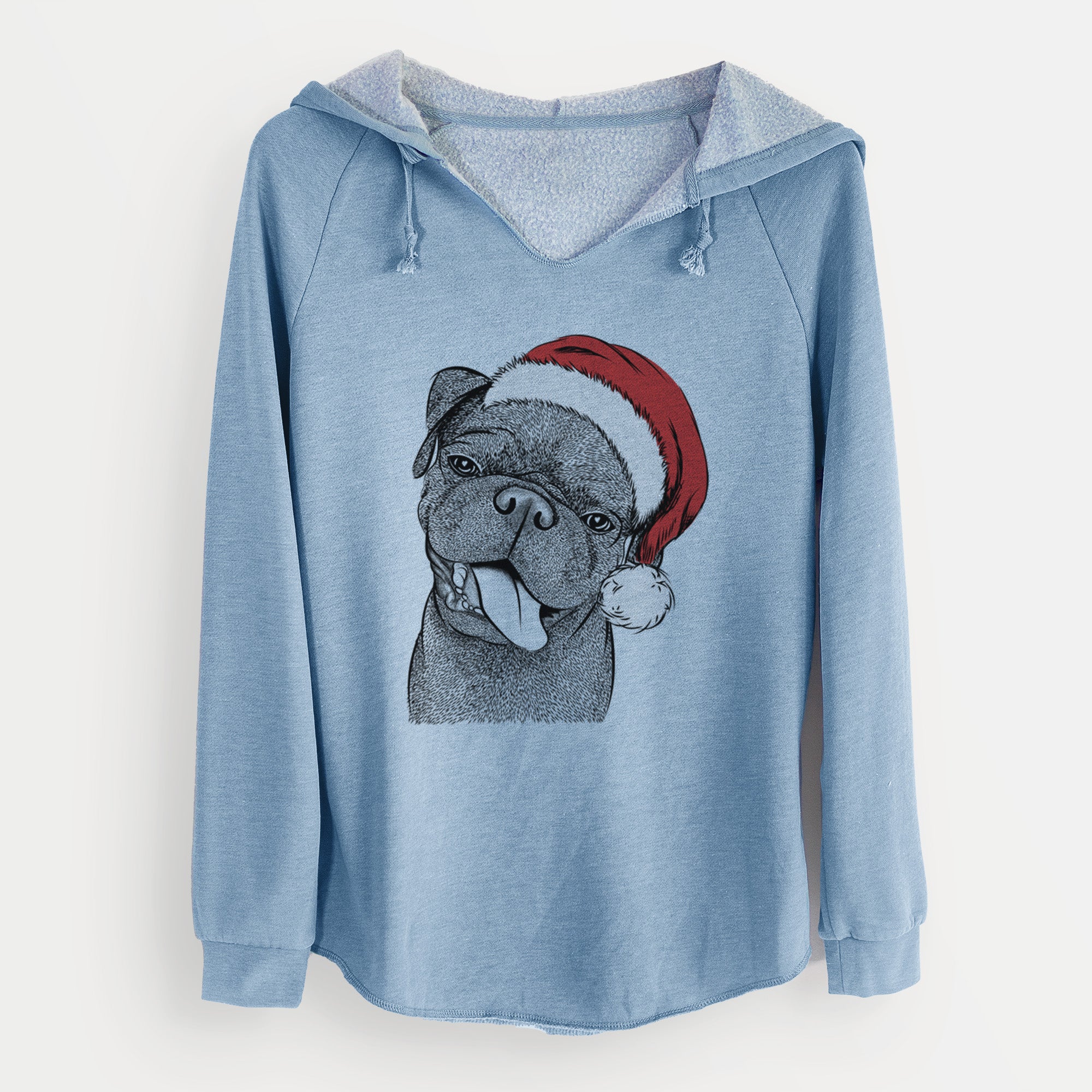 Santa Dudley Danger the Pug - Cali Wave Hooded Sweatshirt