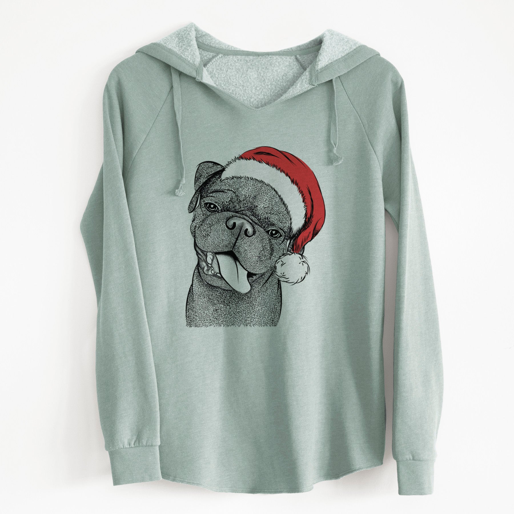 Santa Dudley Danger the Pug - Cali Wave Hooded Sweatshirt