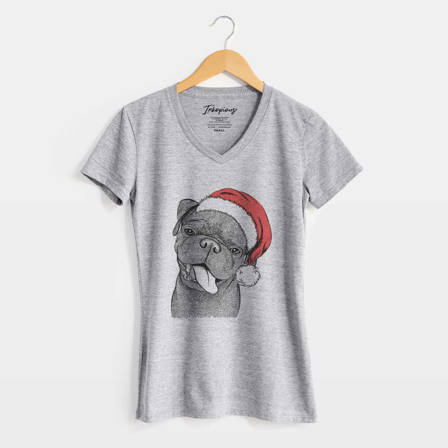 Santa Dudley Danger the Pug - Women's V-neck Shirt