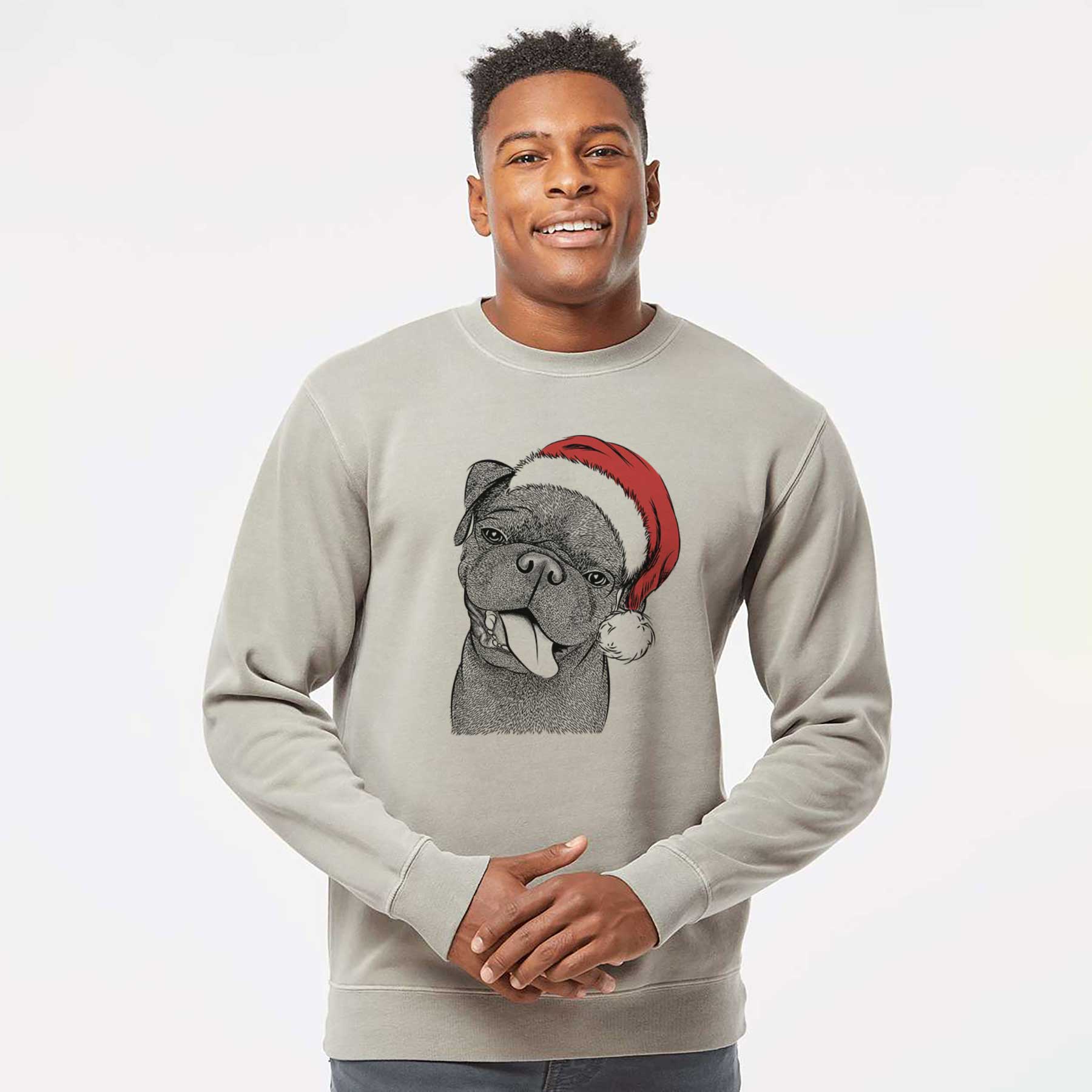 Santa Dudley Danger the Pug - Unisex Pigment Dyed Crew Sweatshirt