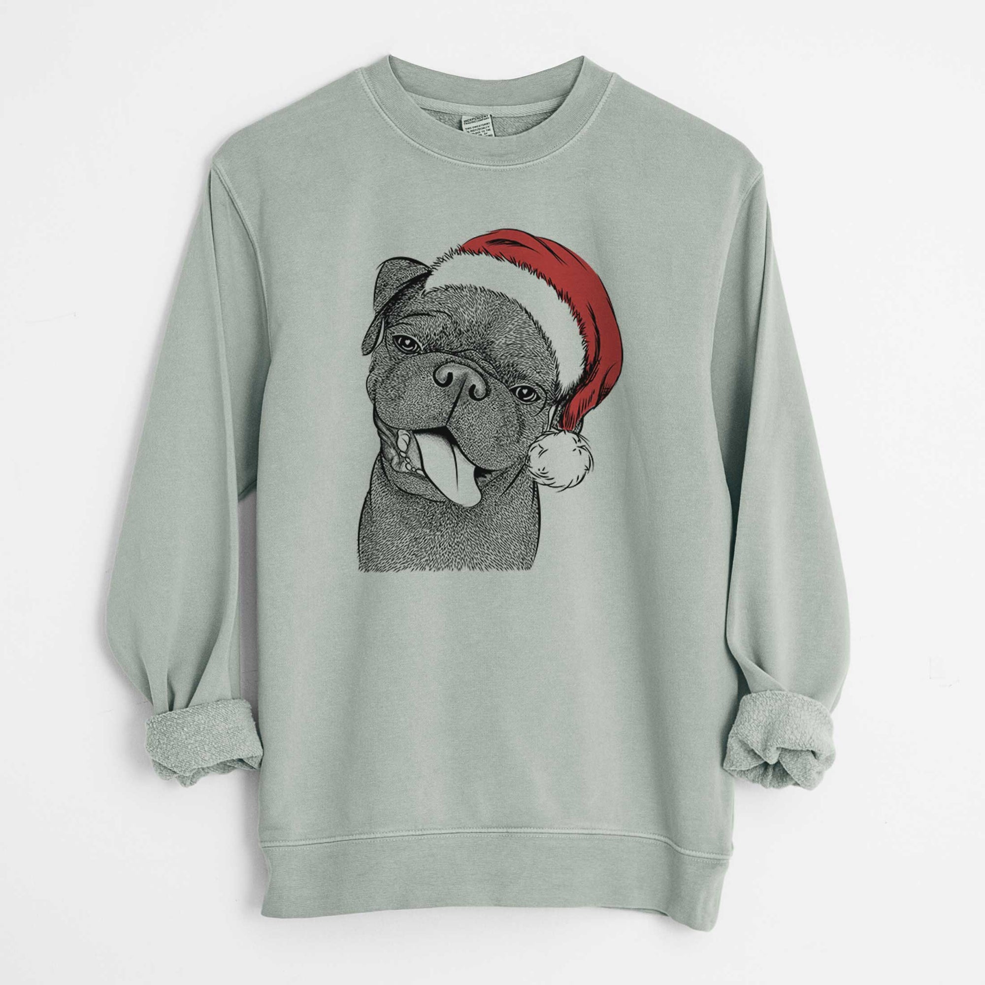 Santa Dudley Danger the Pug - Unisex Pigment Dyed Crew Sweatshirt