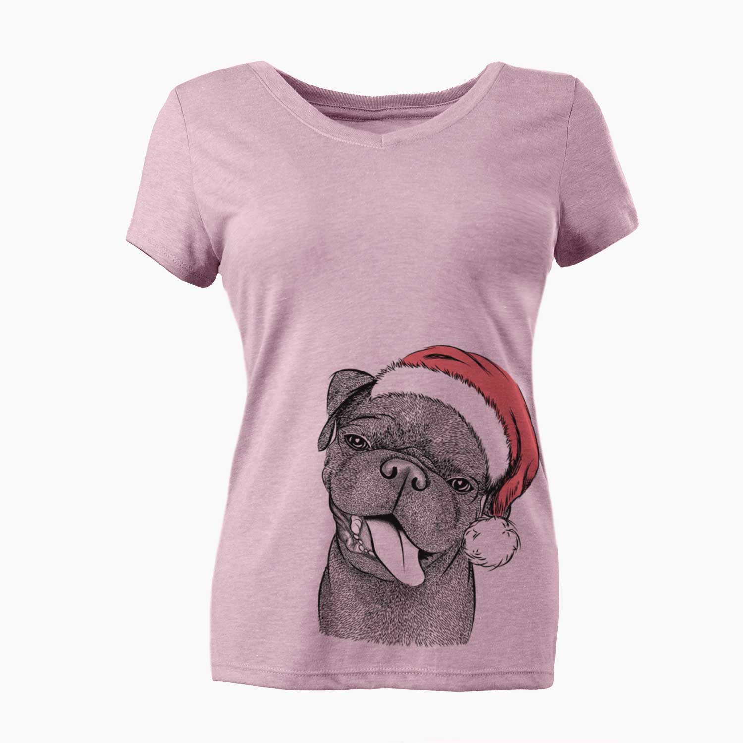 Santa Dudley Danger the Pug - Women's V-neck Shirt