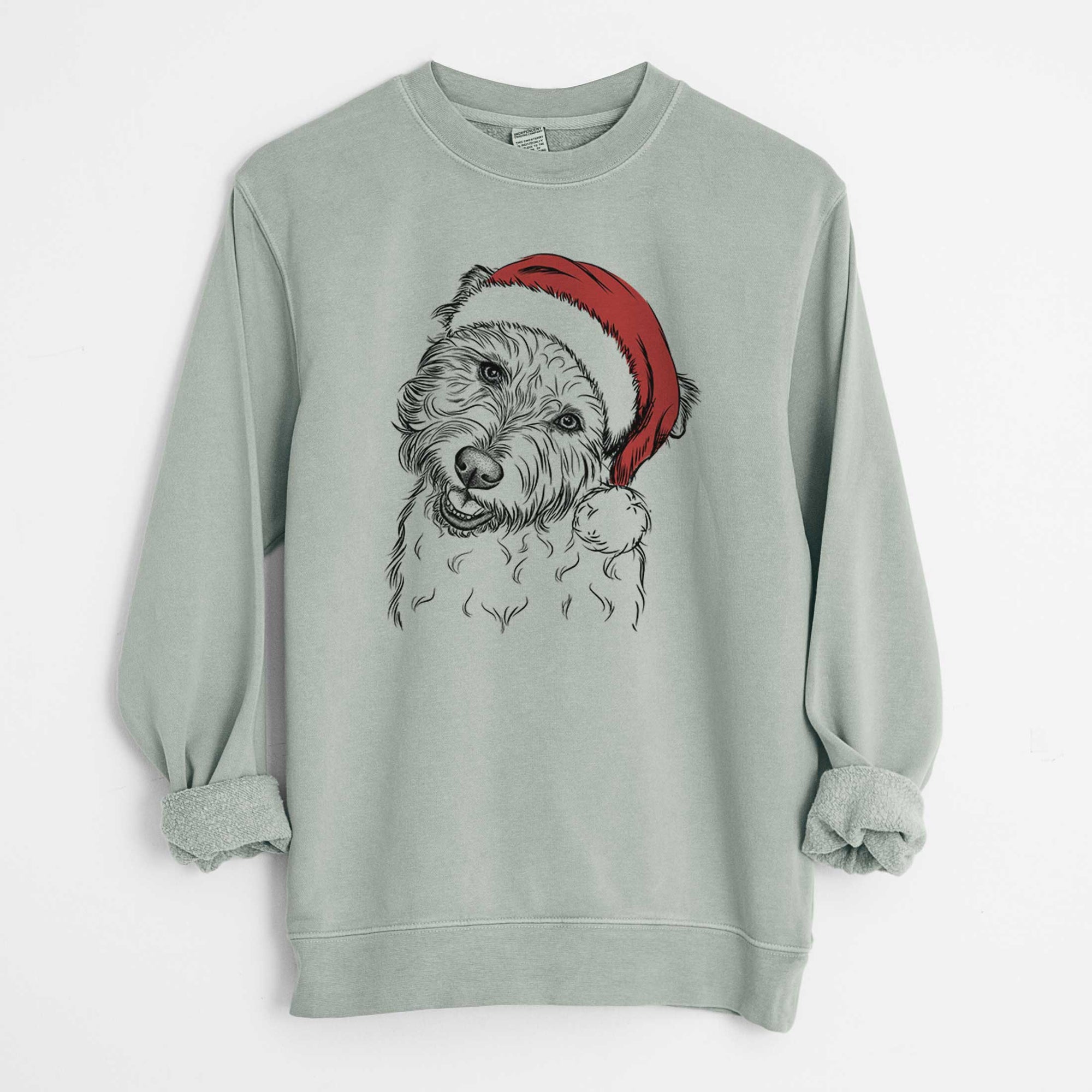 Santa Duffy the Glen of Imaal Terrier - Unisex Pigment Dyed Crew Sweatshirt